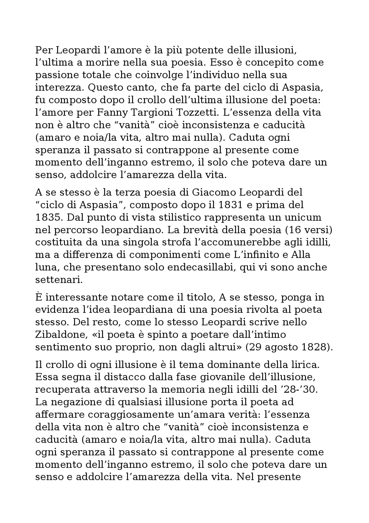 Analisi A Se Stesso LEOPARDI Appunti di Italiano Docsity Analisi A Se Stesso LEOPARDI Appunti di Italiano Docsity