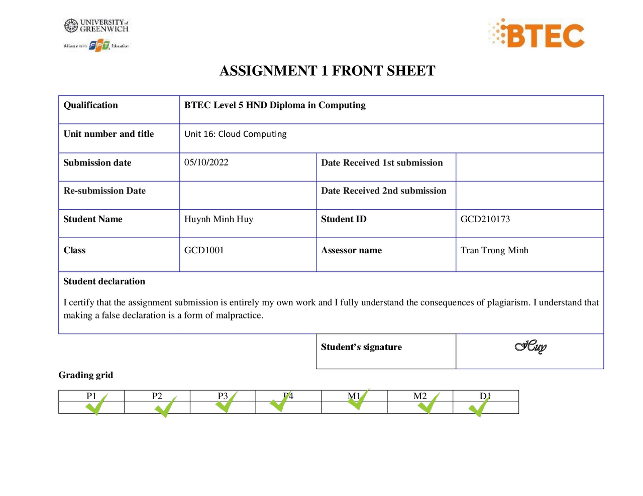 Computing Level 3 Assignment Examples Assignment 1 - Cloud Computing - DISTINCTION | Assignments Computer ...