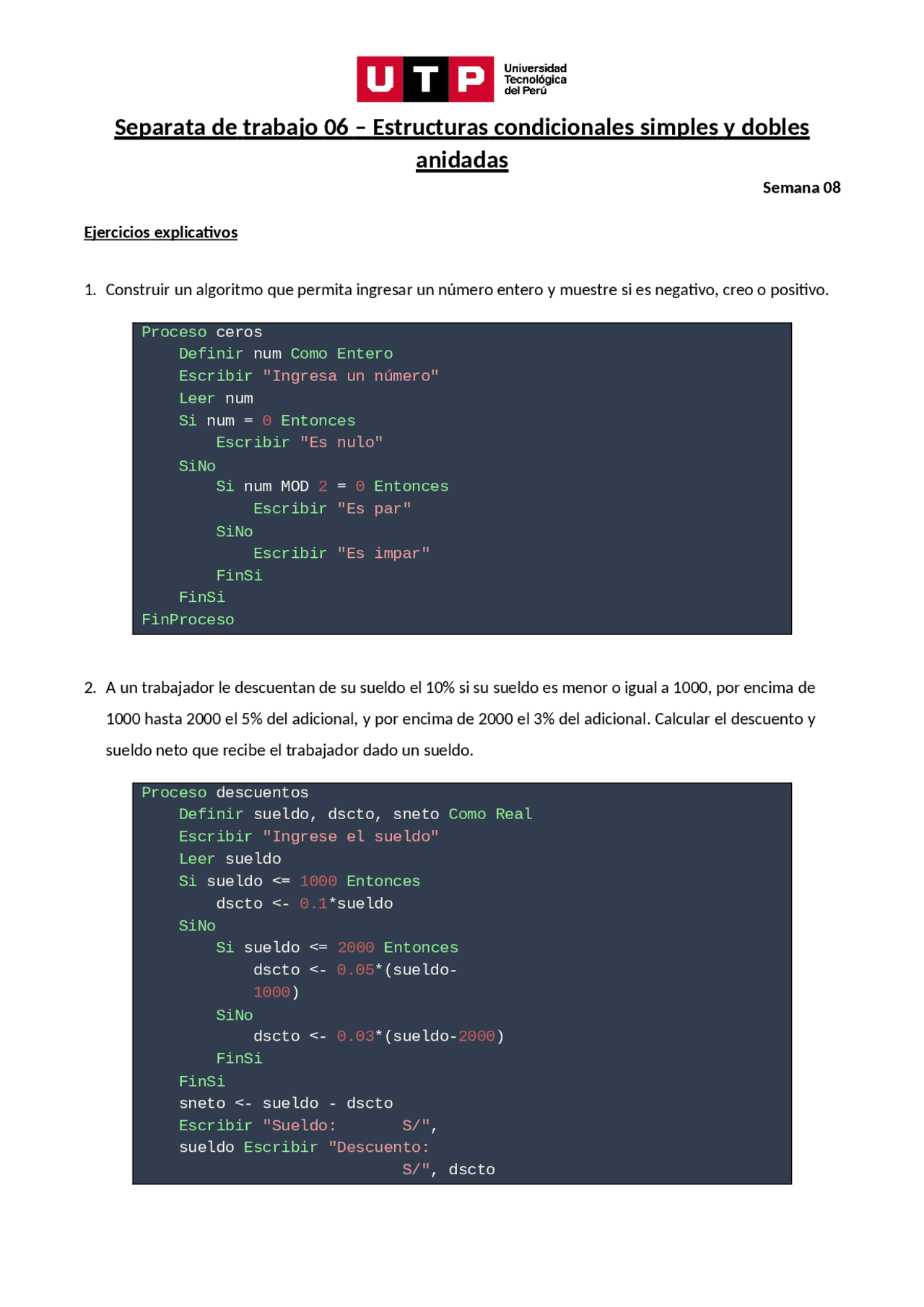Principios de algoritmos | Ejercicios de Programación Informática | Docsity