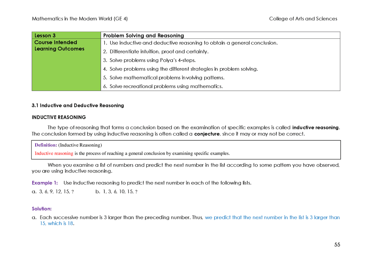 Logic, Counter Example, Logic Puzzles ETC. Lecture notes Mathematical