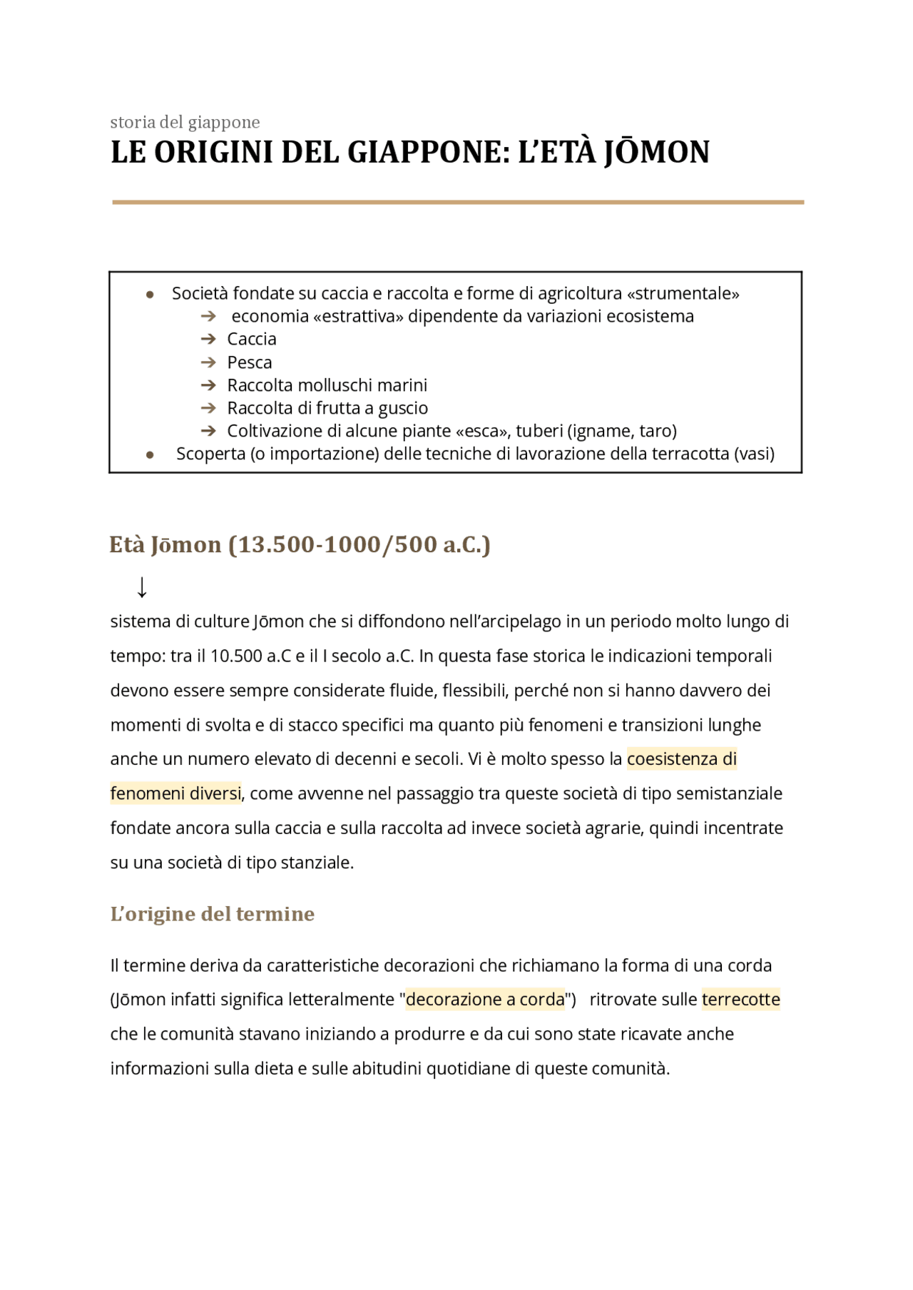 Le origini del Giappone l'età Jōmon Appunti di Storia Docsity