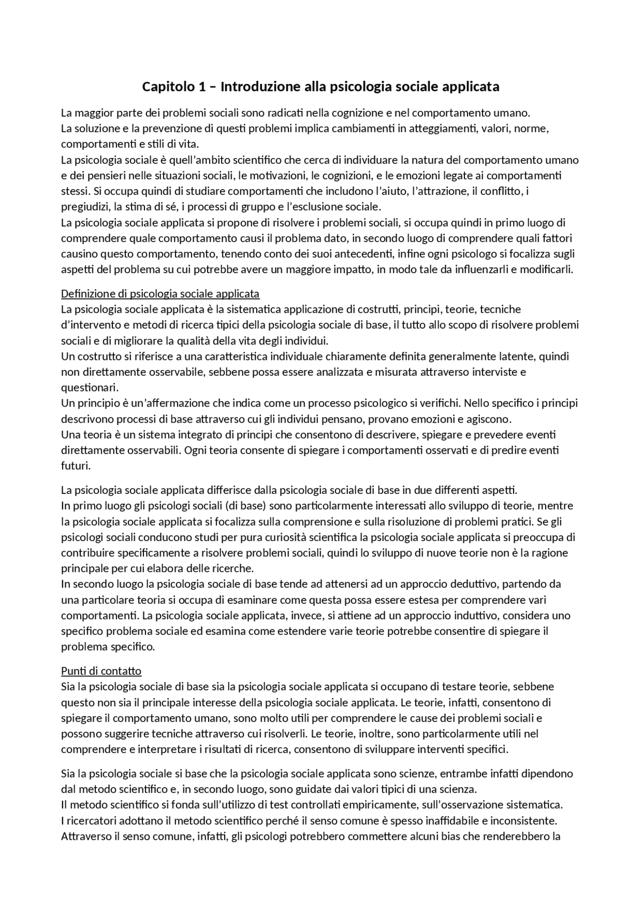 Riassunto Capitolo 1 Libro Applied Social Psychology | Sintesi del ...