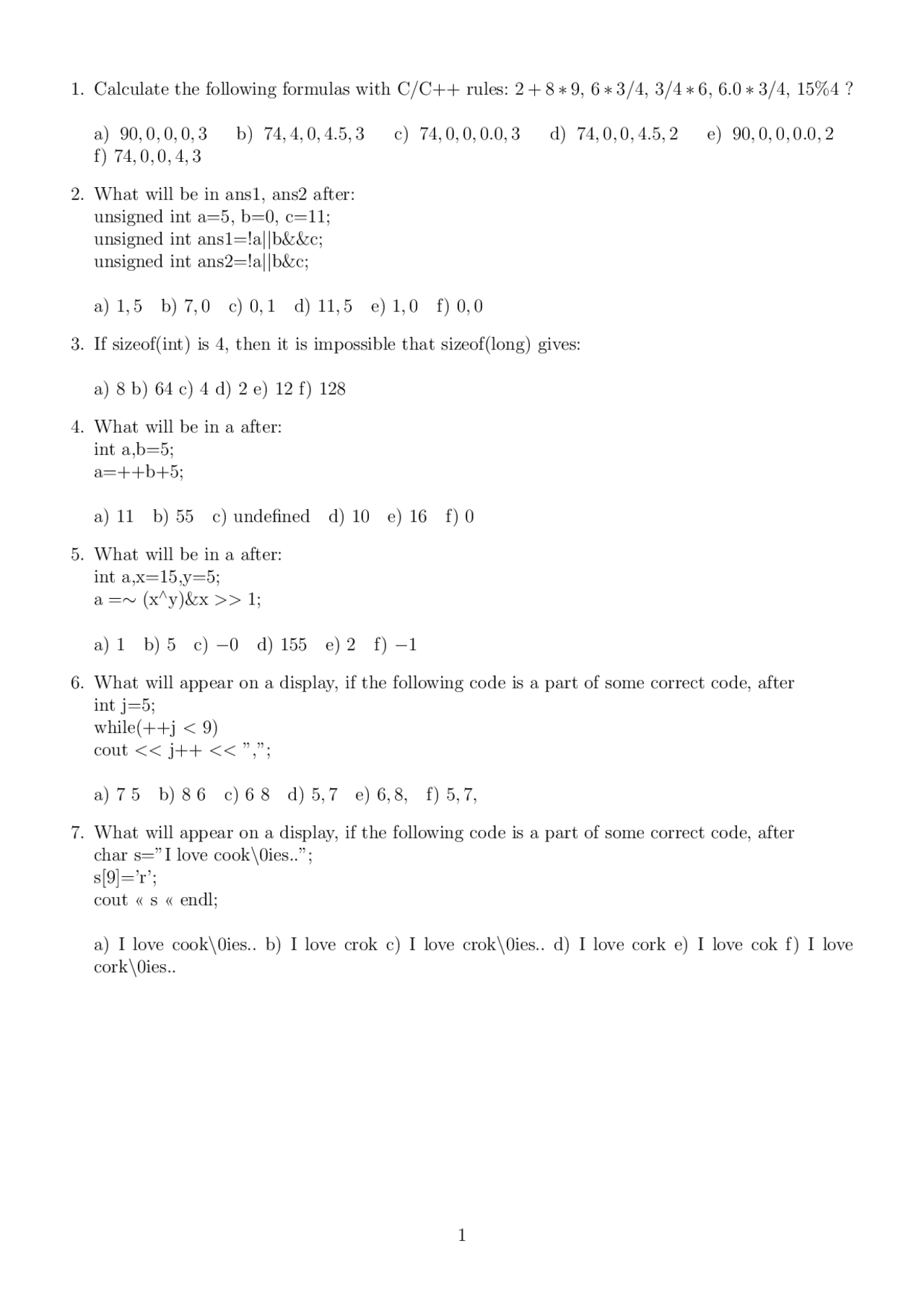 C++ problems for semester 1 BSCS | Exercises Computer science | Docsity