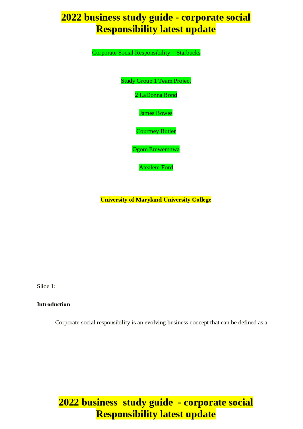 2022 business study guide - corporate social Responsibility latest ...