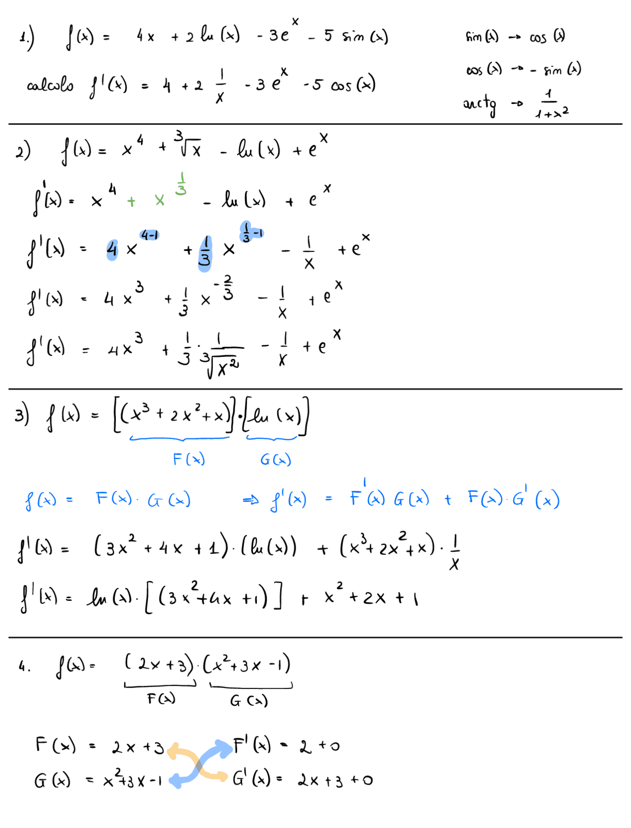 Calcolo della derivata prima Esercizi di Matematica Docsity