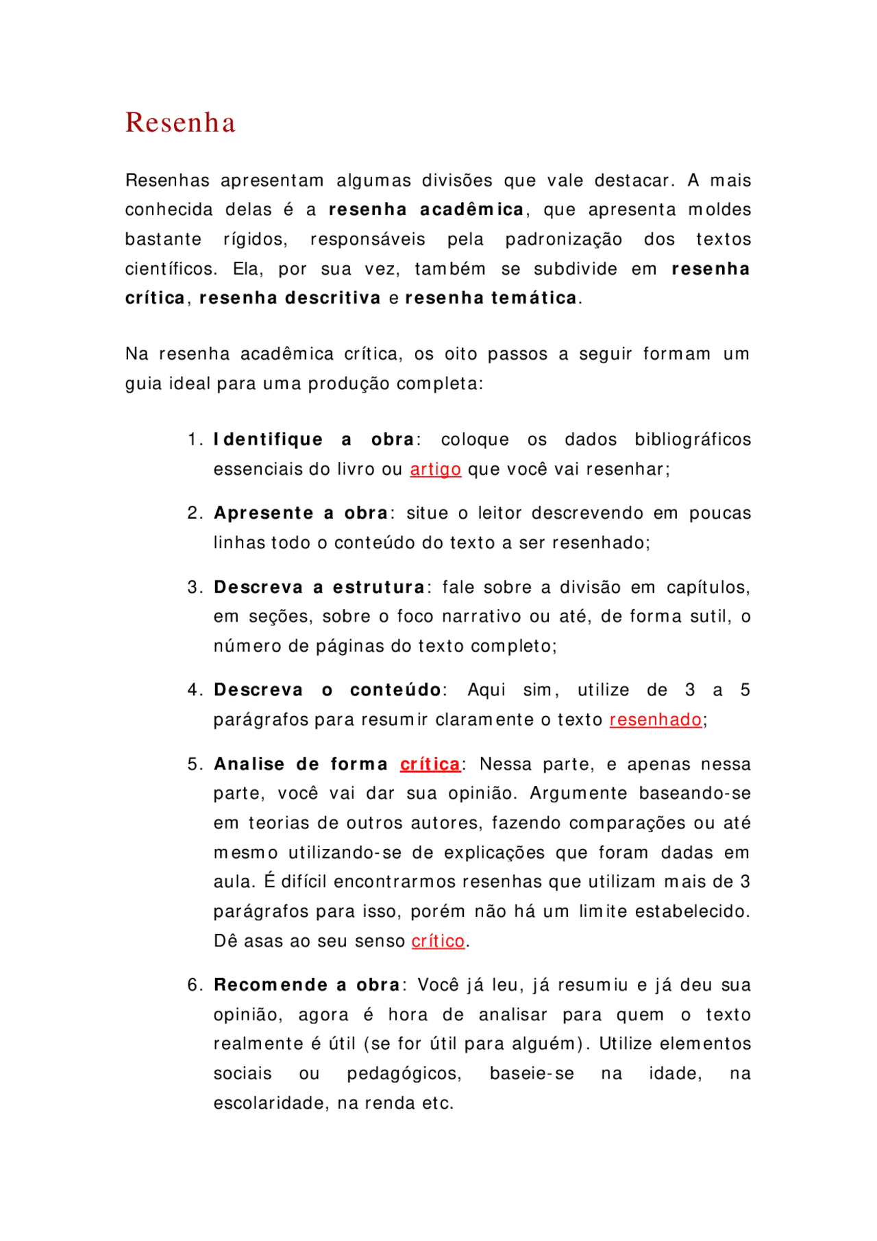 COMO FAZER UMA RESENHA | Resumos Língua Portuguesa | Docsity