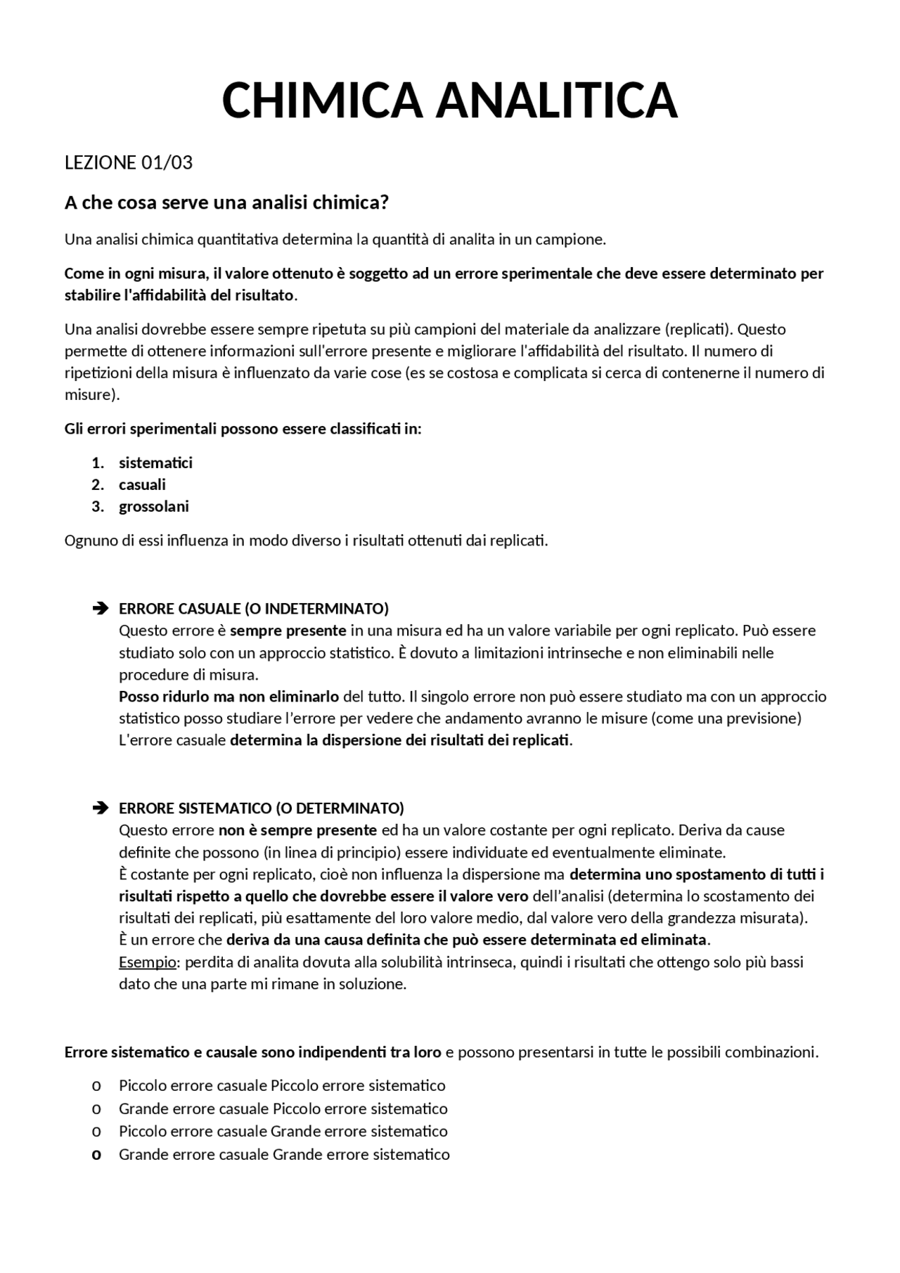 Chimica analitica Chimica e tecnologie farmaceutiche Appunti di Chimica analitica Docsity