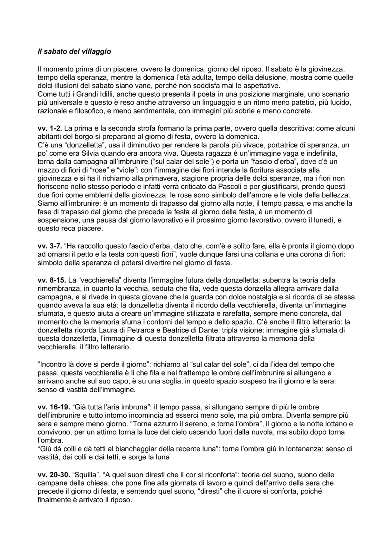 Il sabato del villaggio