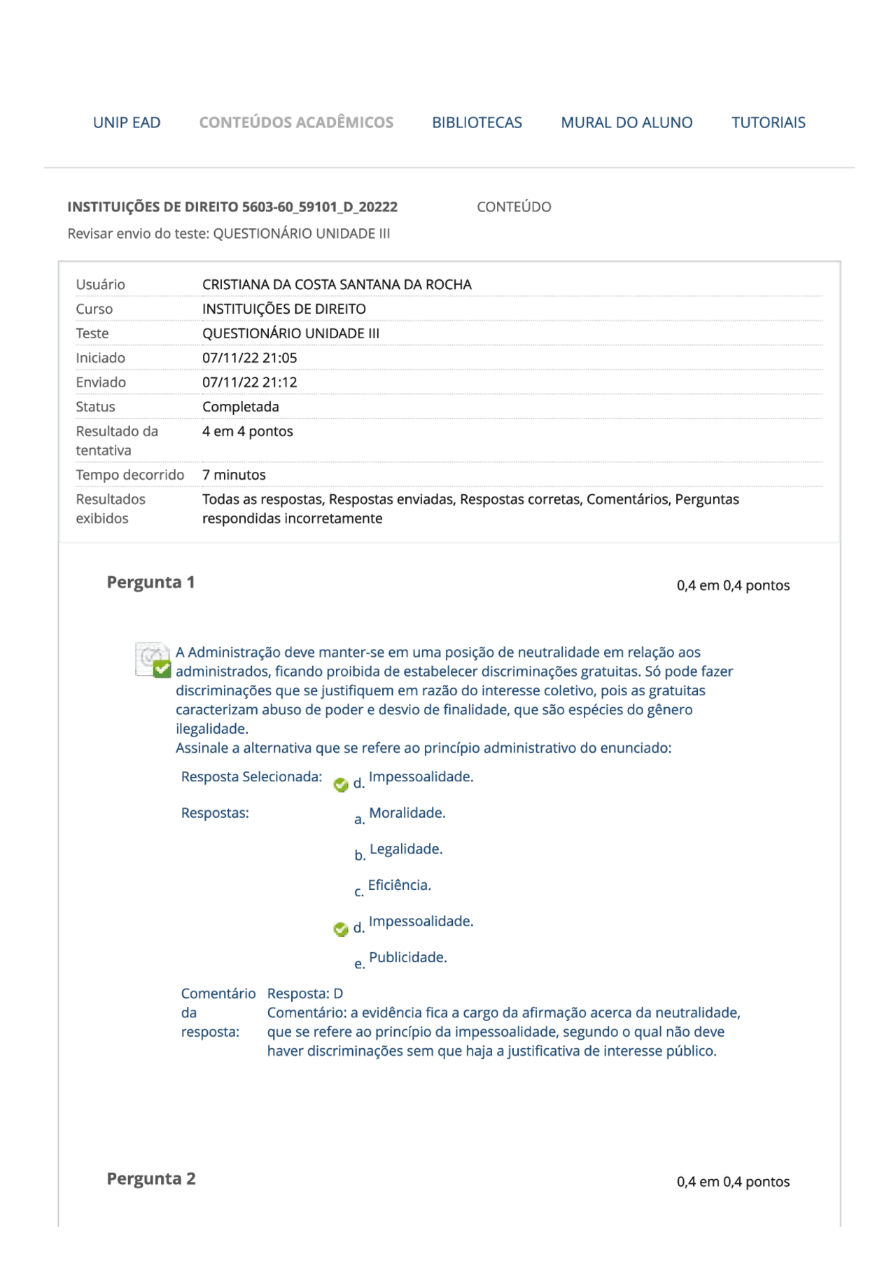 Instituições de direito | Provas Direito | Docsity