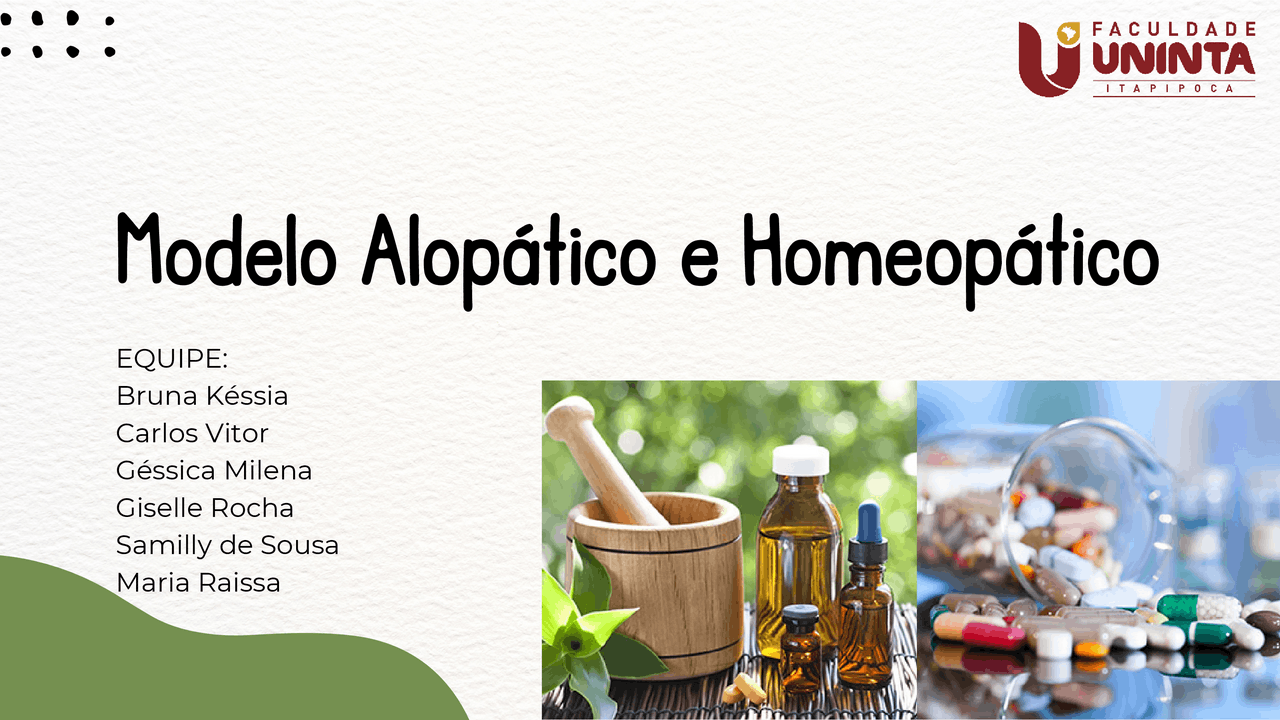 HOMEOPATIA E ALOPATIA | Slides Antropologia | Docsity