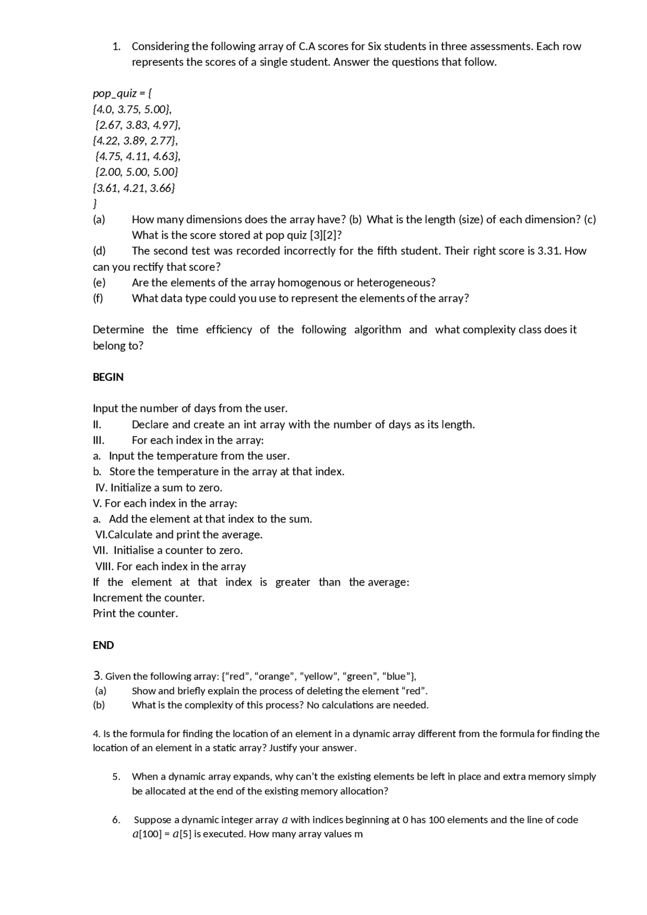 Data Structures test questions for undergraduate | Exercises Data ...