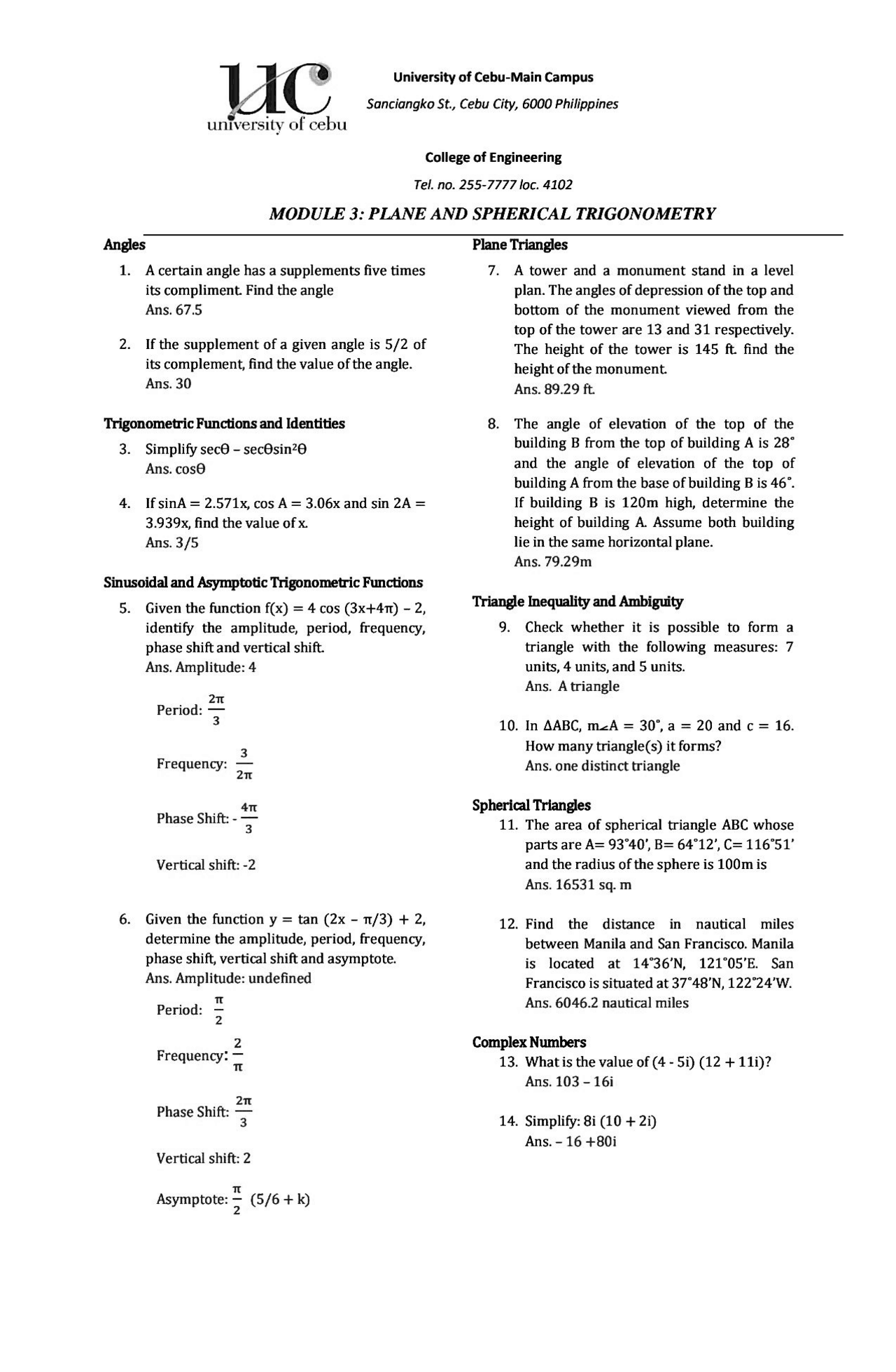Trigonometry Solutions Exercises Trigonometry Docsity Trigonometry Solutions Exercises Trigonometry Docsity