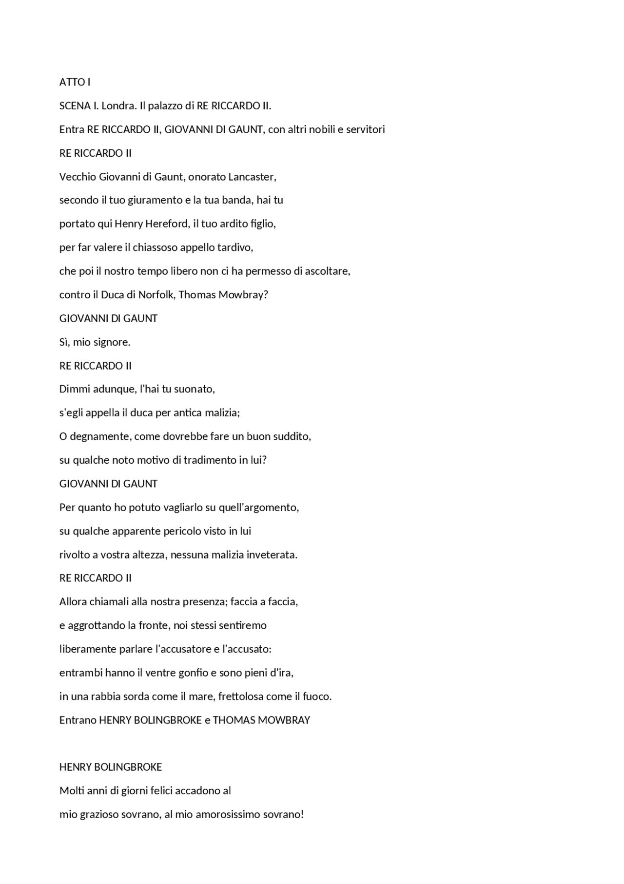 Traduzione amatoriale di riccardo I di shakespeare Traduzioni di