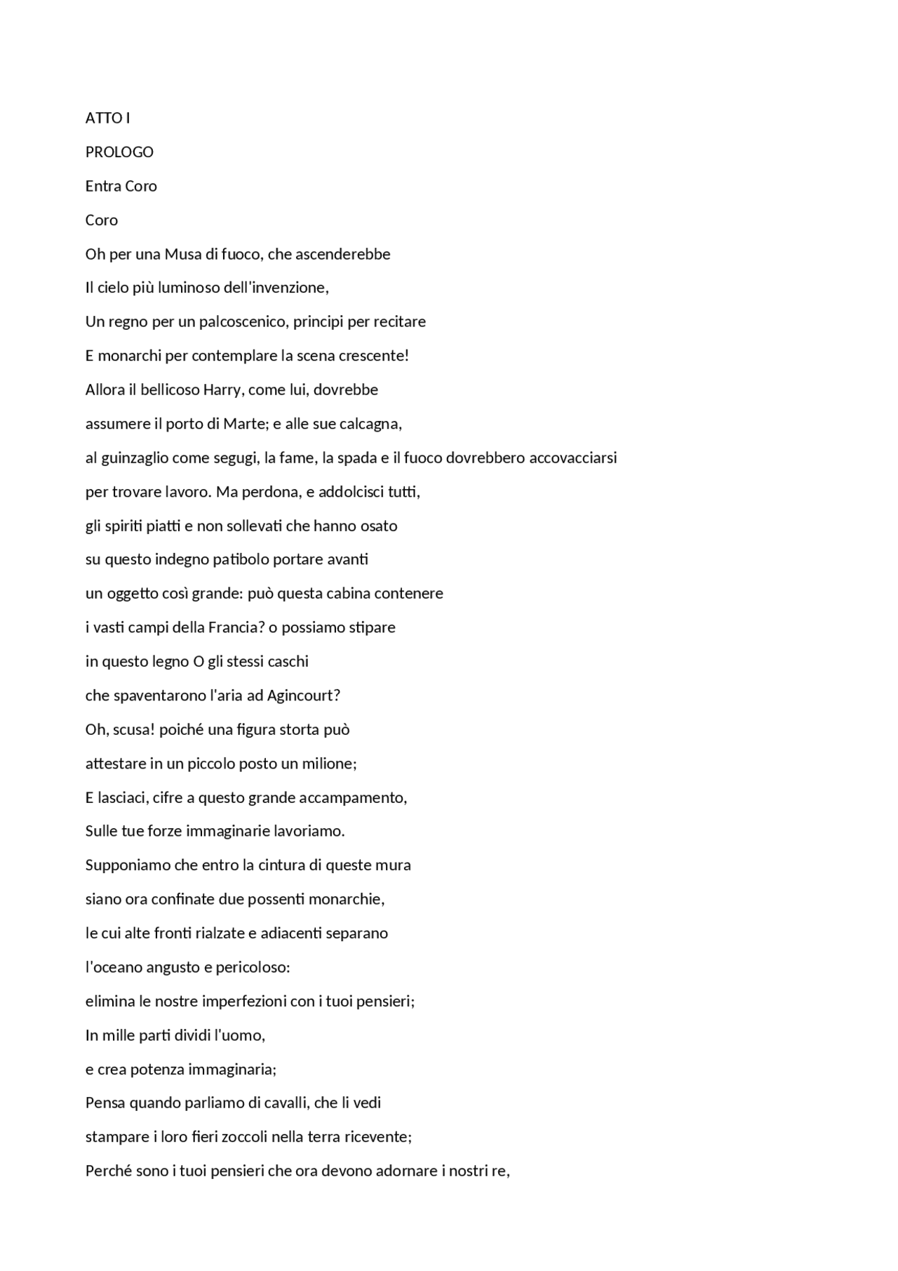 Traduzione amatoriale di enrico v di shakespeare Traduzioni di