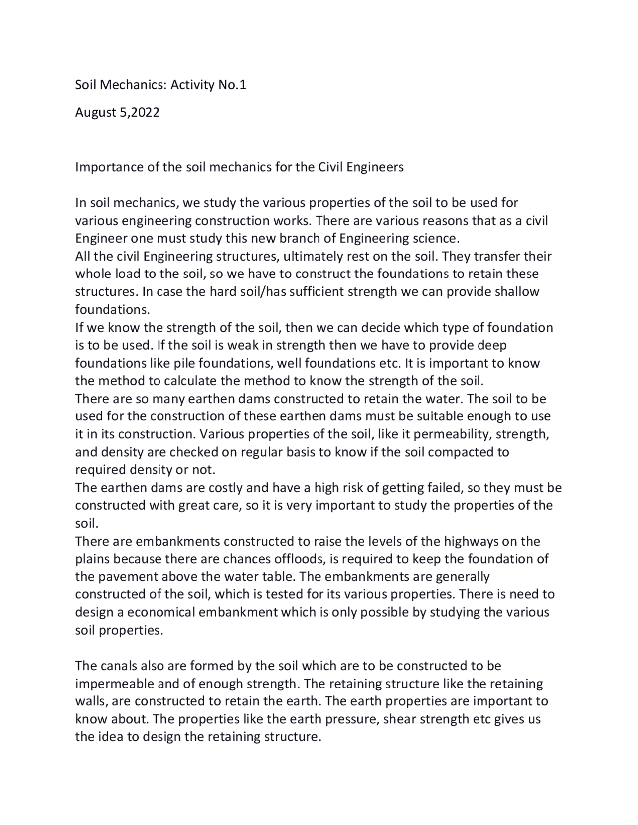 SOIL MECHANICS QUIZ AND NOTES Study notes Soil Mechanics and