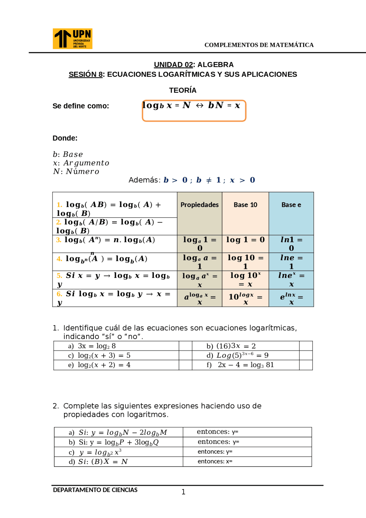 Matematica Elementl Matematicas elemental | Ejercicios de Matemática Elemental | Docsity