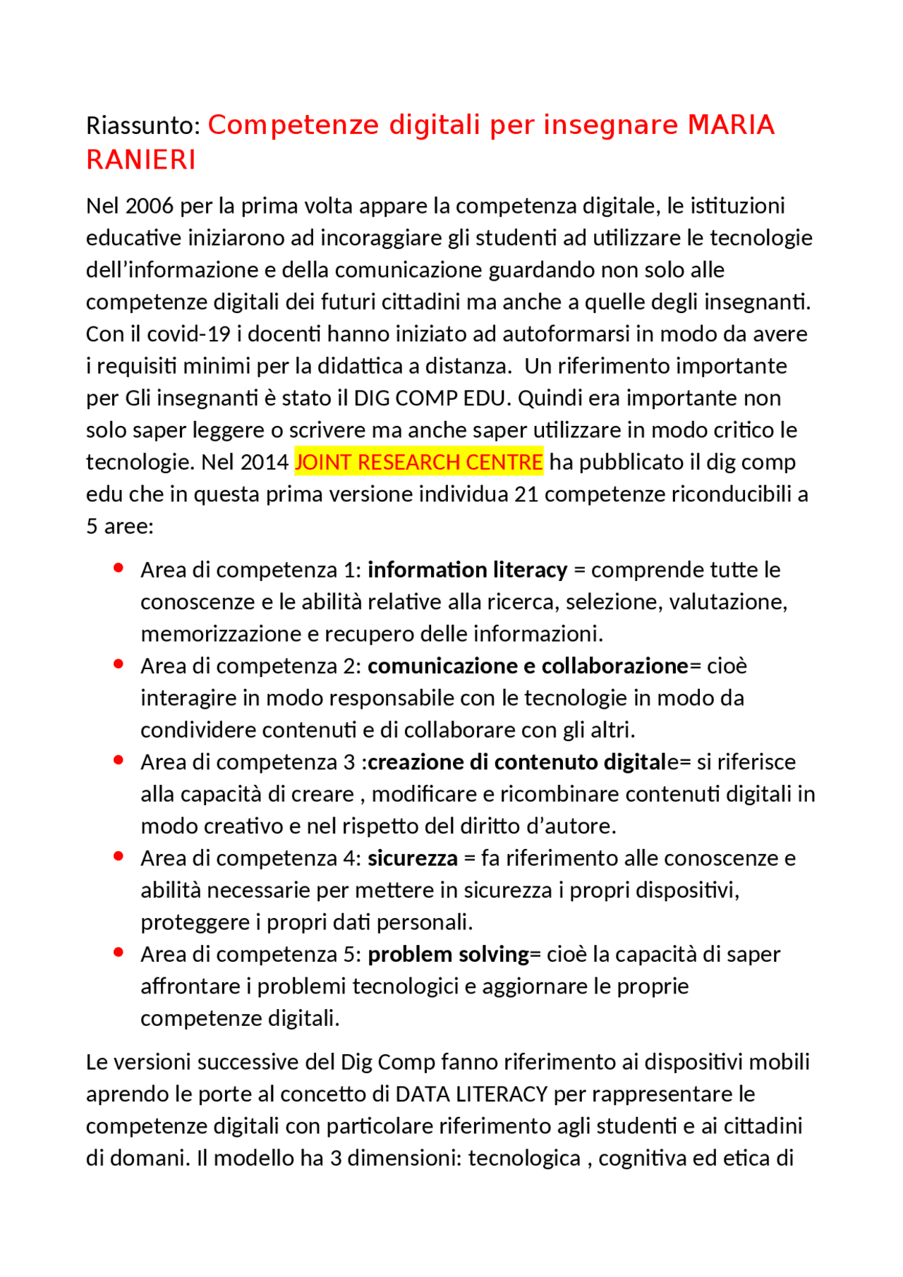 Maria Ranieri Competenze digitali per insegnare Maria Ranieri | Appunti di Tecnologie ...
