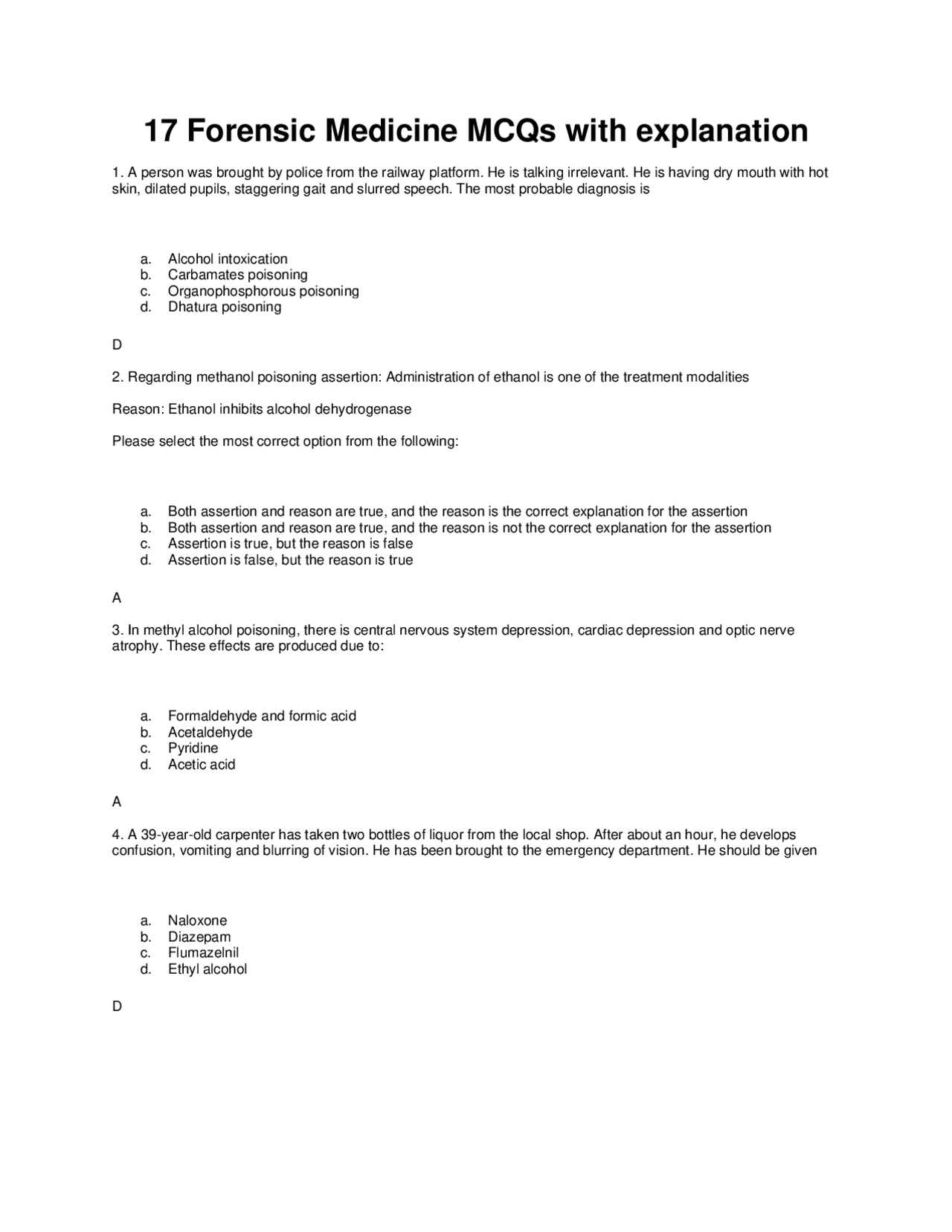 Forensic Medicine Quiz with explanation | Quizzes Forensics | Docsity