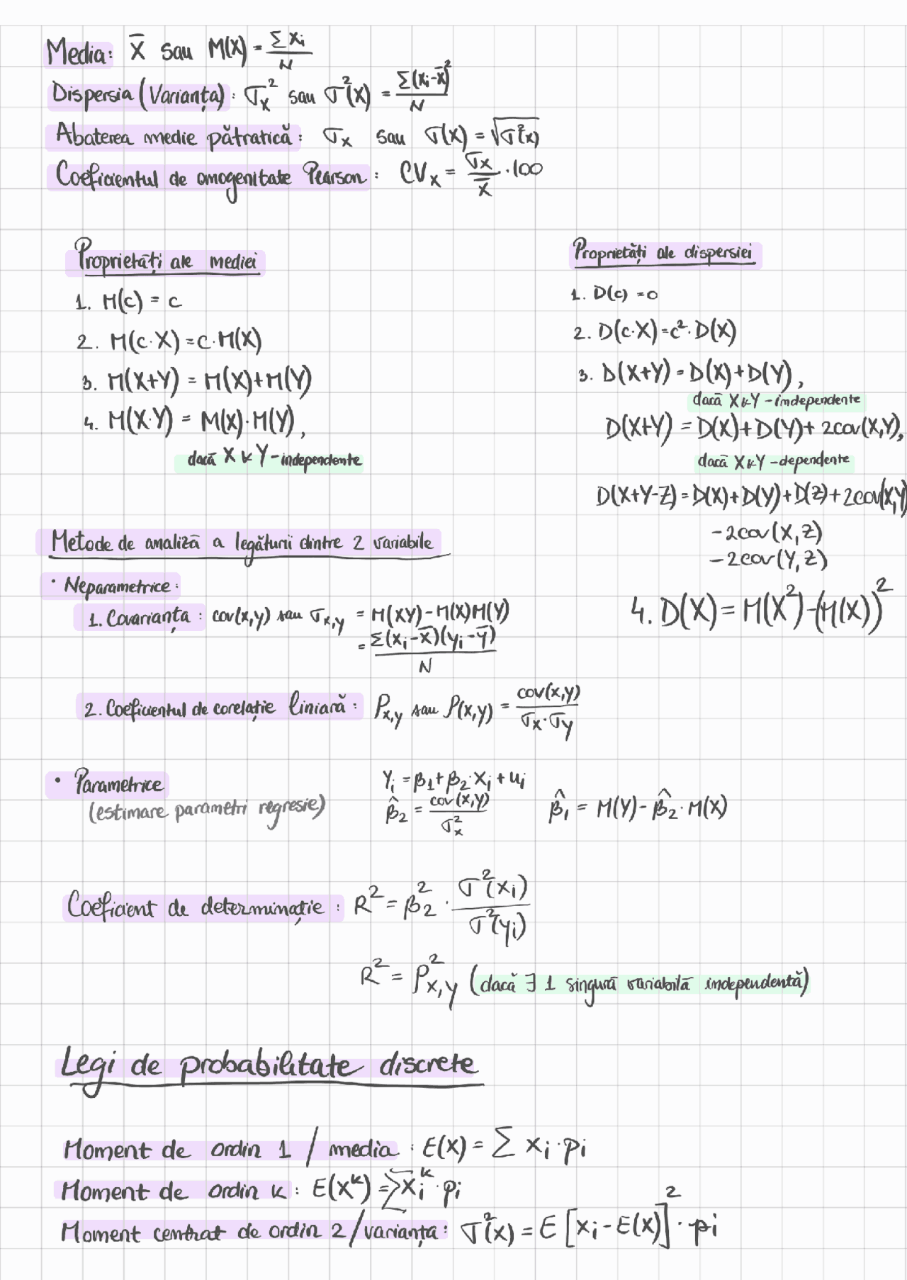 Statistics & Econometrics Formulas | Cheat Sheet Statistics | Docsity