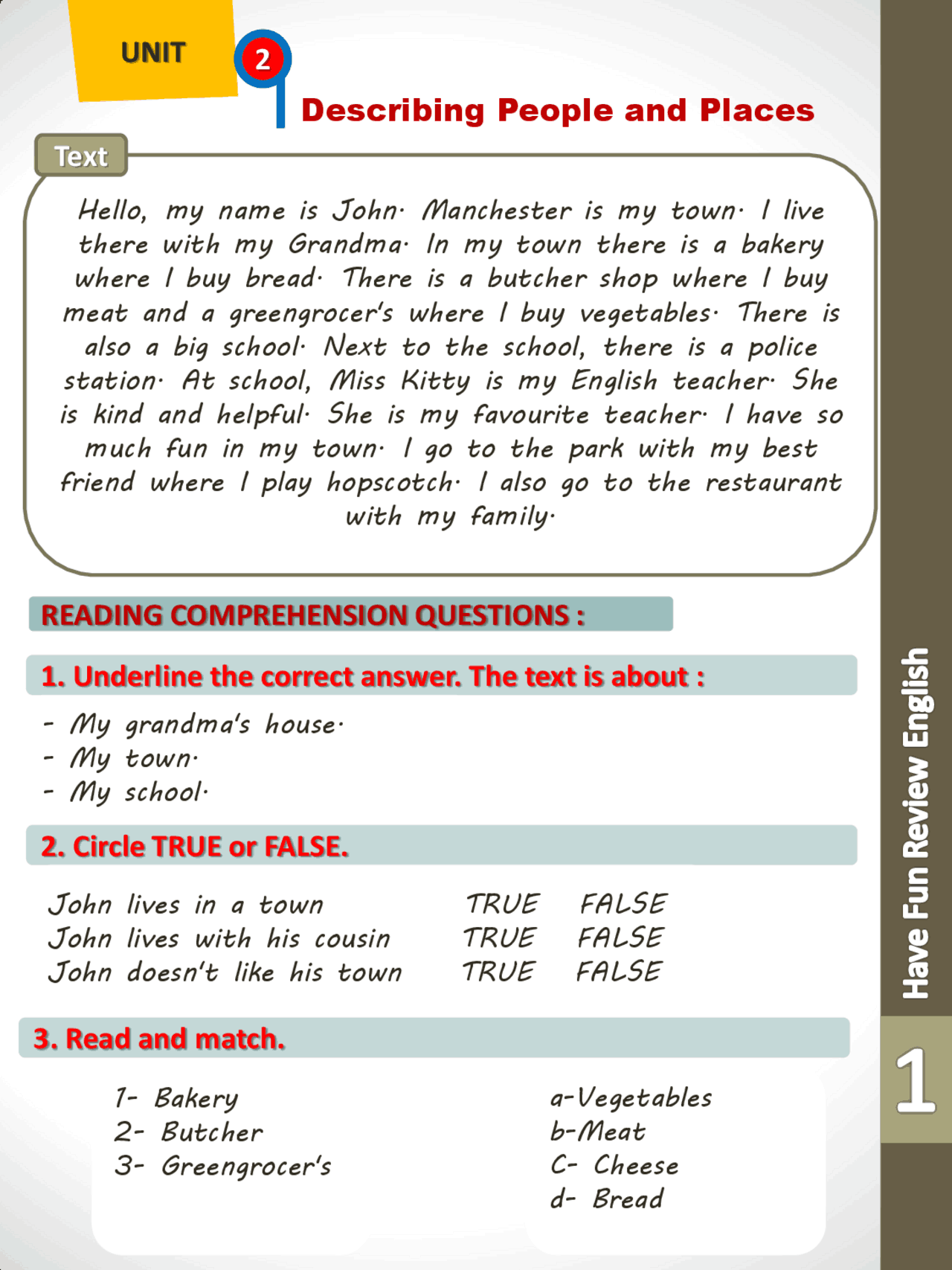 Describing people and places Cheat Sheet English Docsity