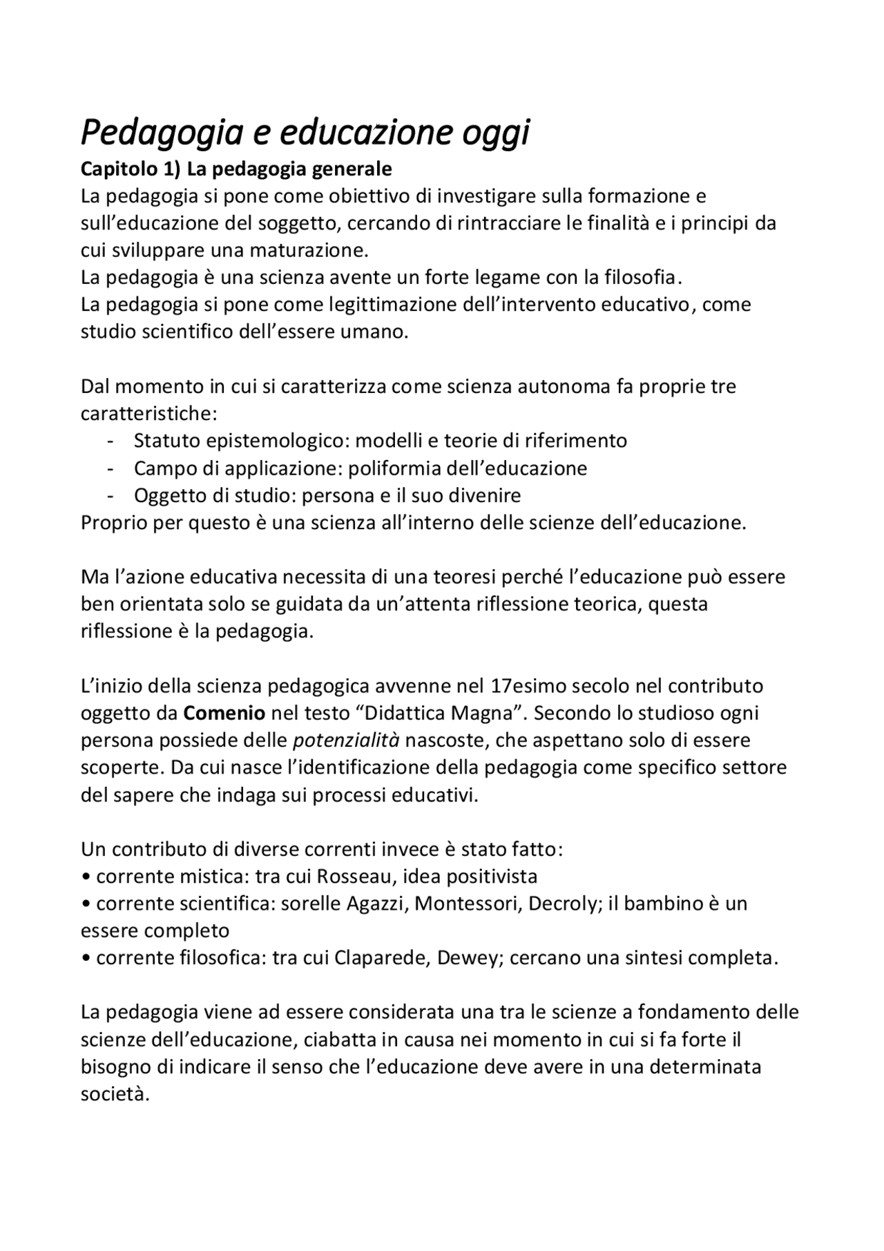 Riassunto libro “pedagogia ed educazione oggi” | Appunti di Pedagogia ...