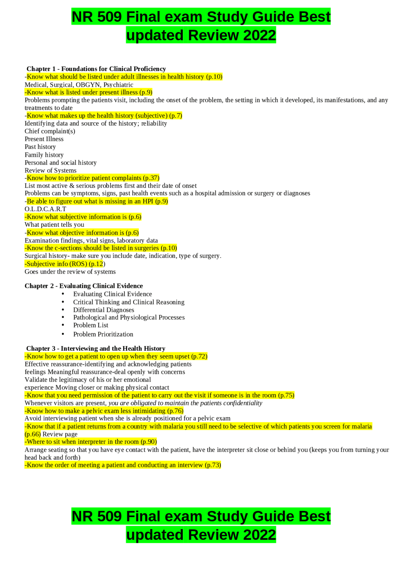 NR 509 Final exam Study Guide Best updated Review 2022 | Exams Nursing ...