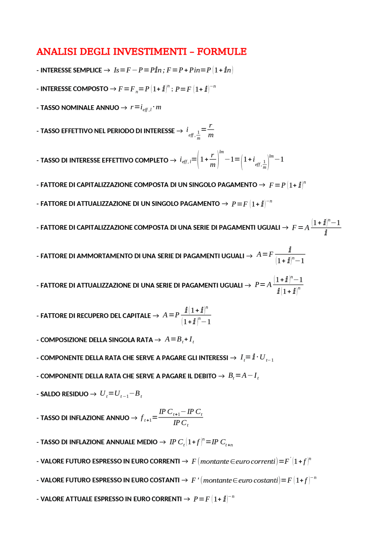 formule-di-analisi-degli-investimenti-schemi-e-mappe-concettuali-di