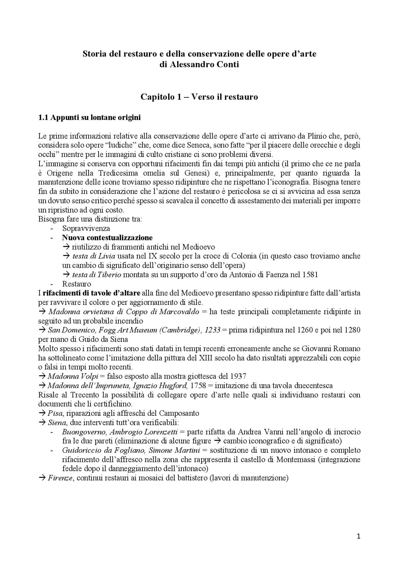 Restauro Riassunto Storia del restauro e della conservazione delle opere d'arte ...
