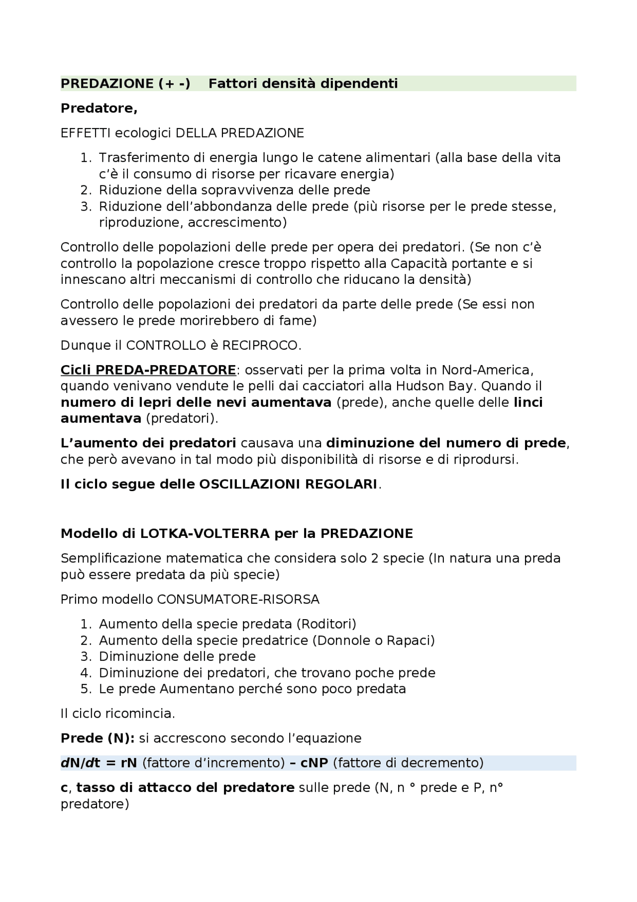 Ecologia- INTERAZIONI TRA SPECIE: PREDAZIONE | Appunti di Ecologia ...