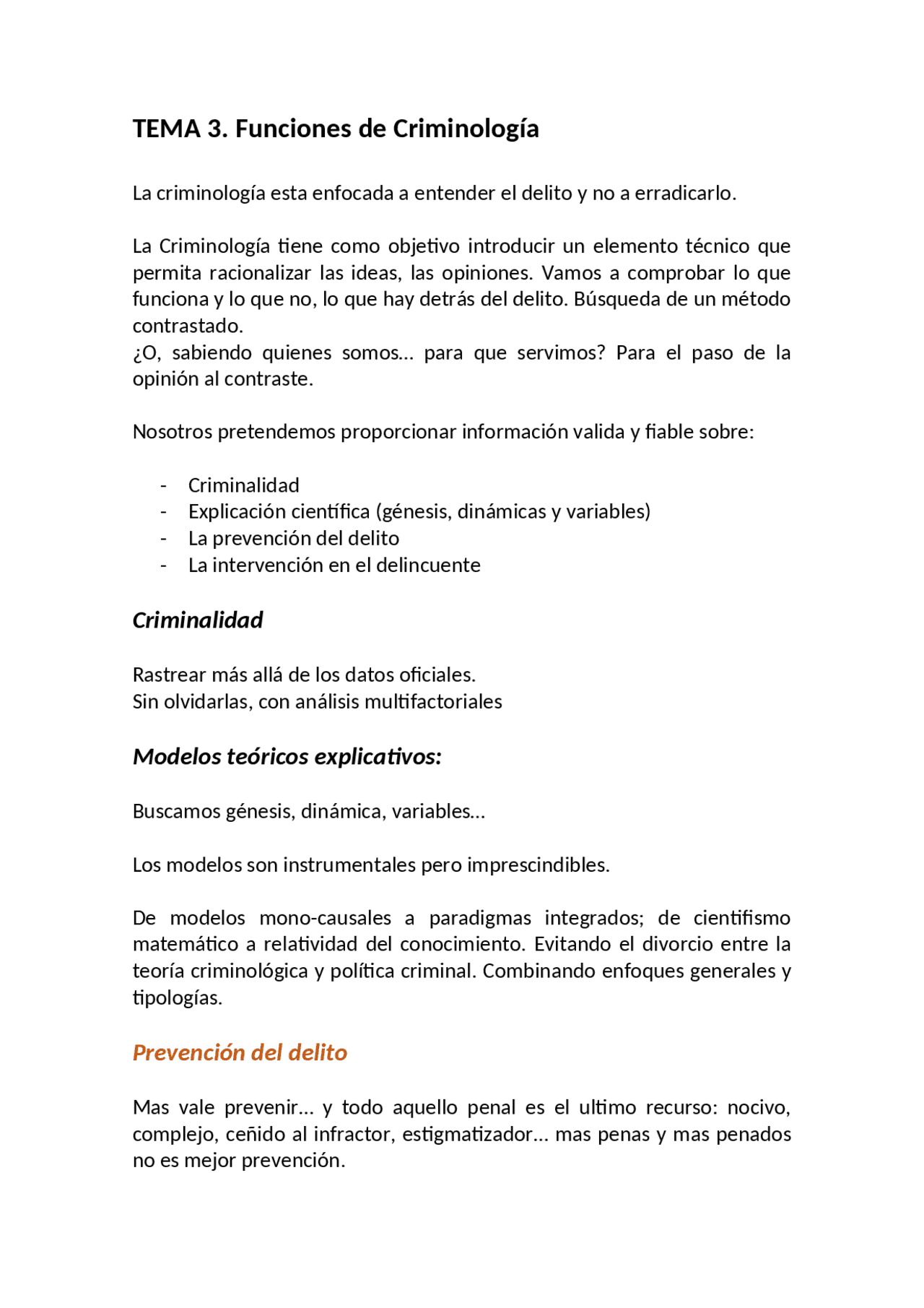 Apuntes tema 2, 3 y 4 Criminología I | Apuntes de Criminología | Docsity