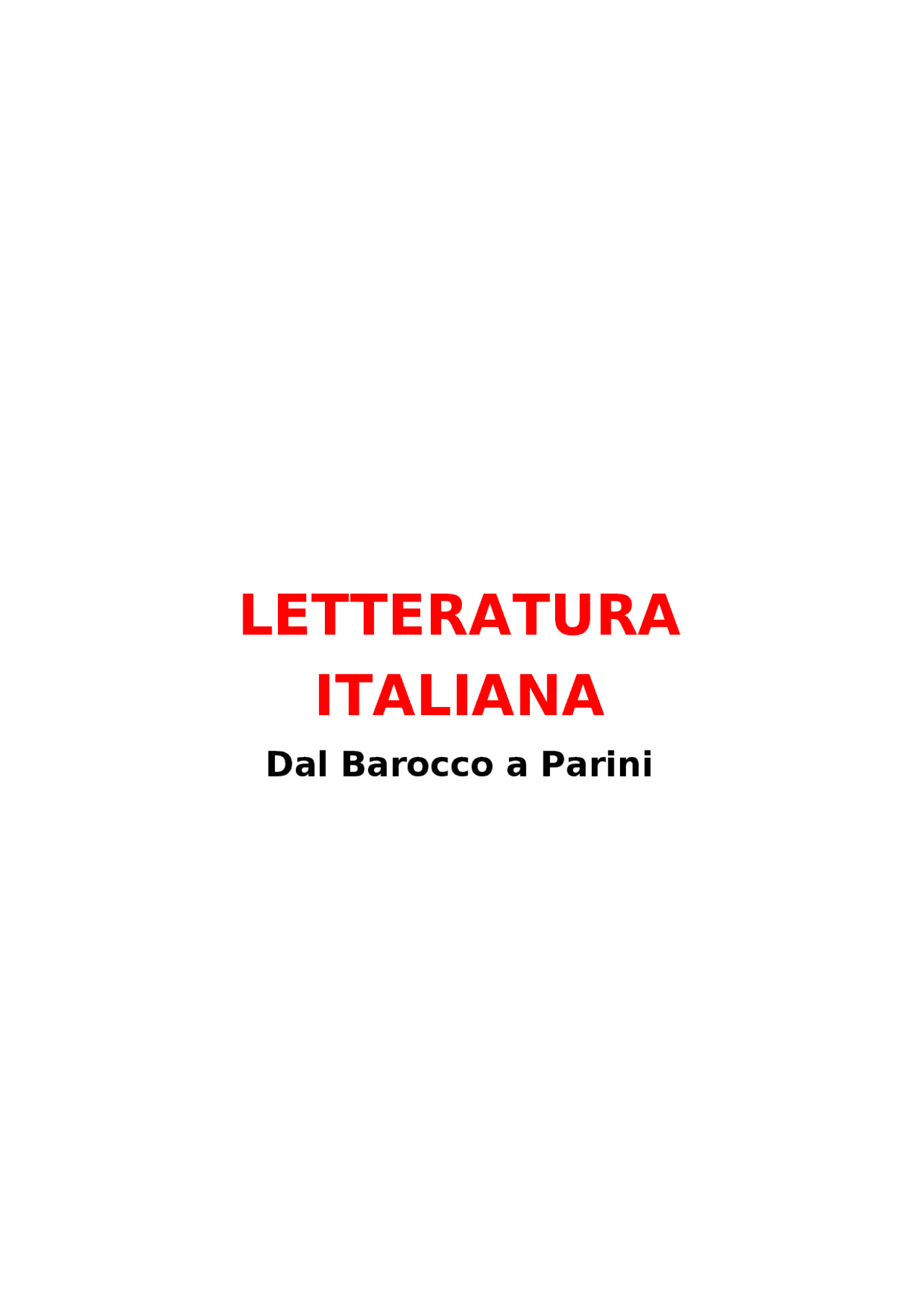 riassunto del programma di letteratura italiana di quarto liceo