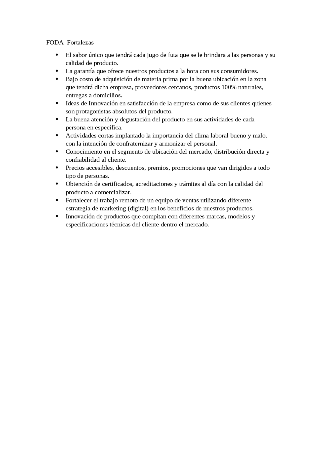 FODA de una empresa de jugos | Monografías, Ensayos de Investigación de ...