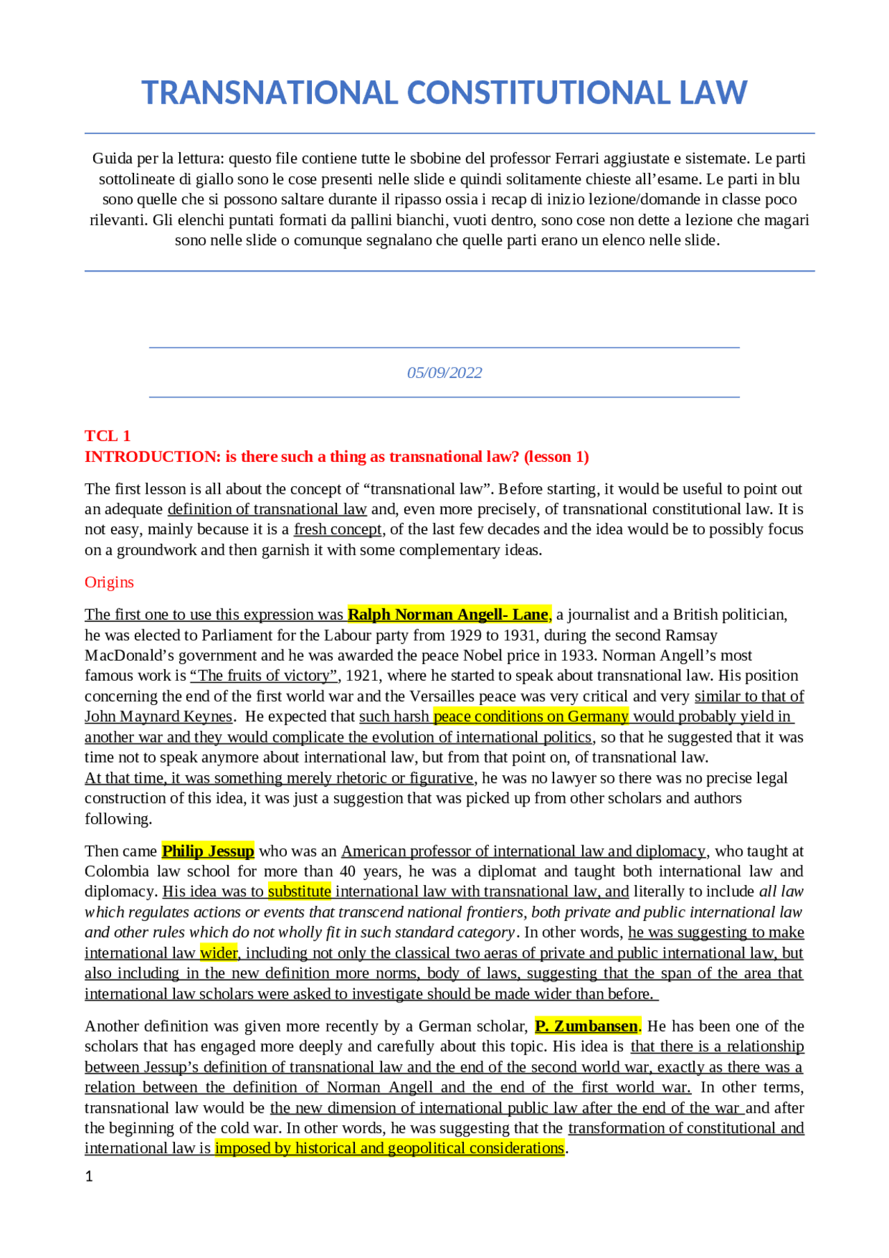 ADVANCED CONSTITUTIONAL LAW TRANSNATIONAL CONSTITUTIONAL LAW AND