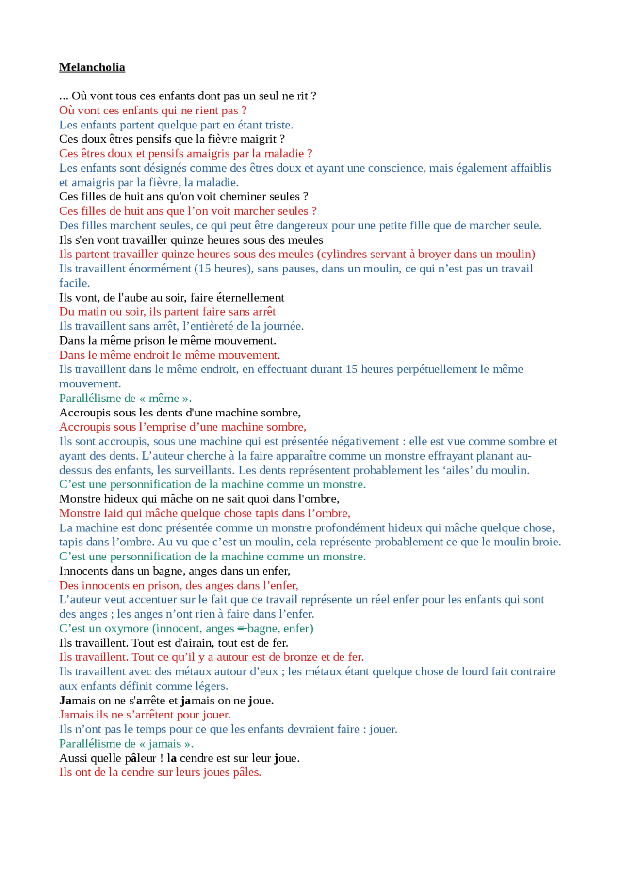 Explication du poème Mélancholia de Victor