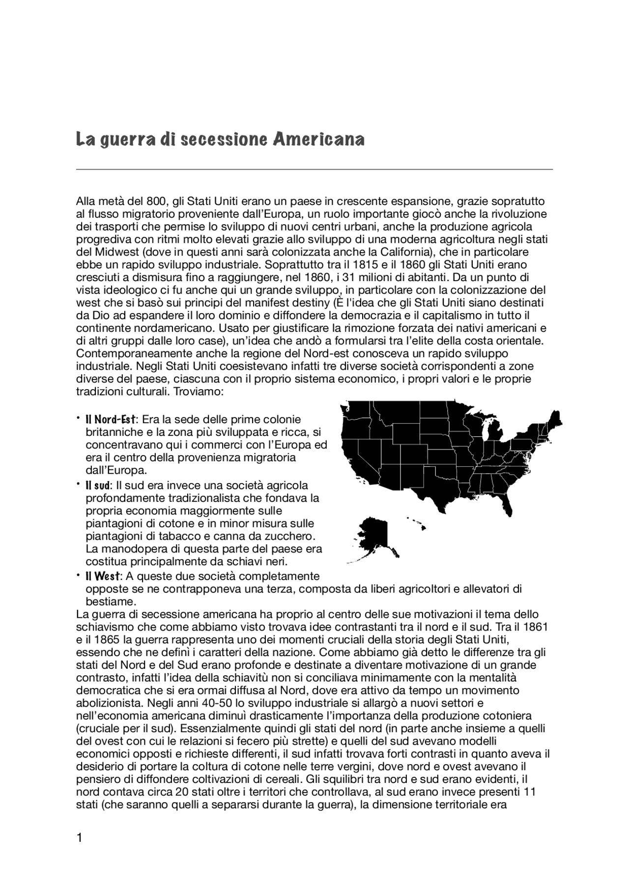 La guerra di secessione americana e premesse necessarie Appunti di