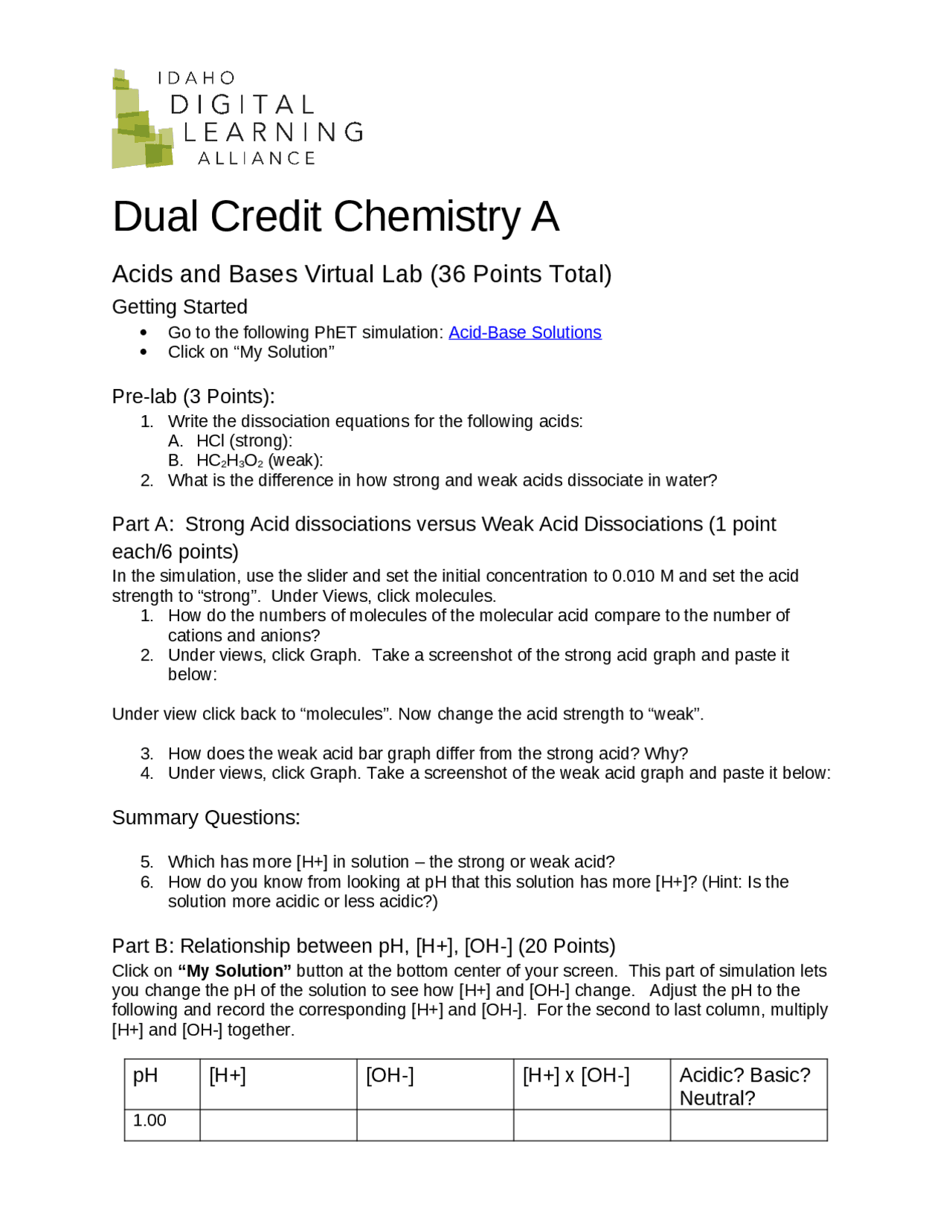 Acids and Bases Virtual Lab | Study Guides, Projects, Research ...