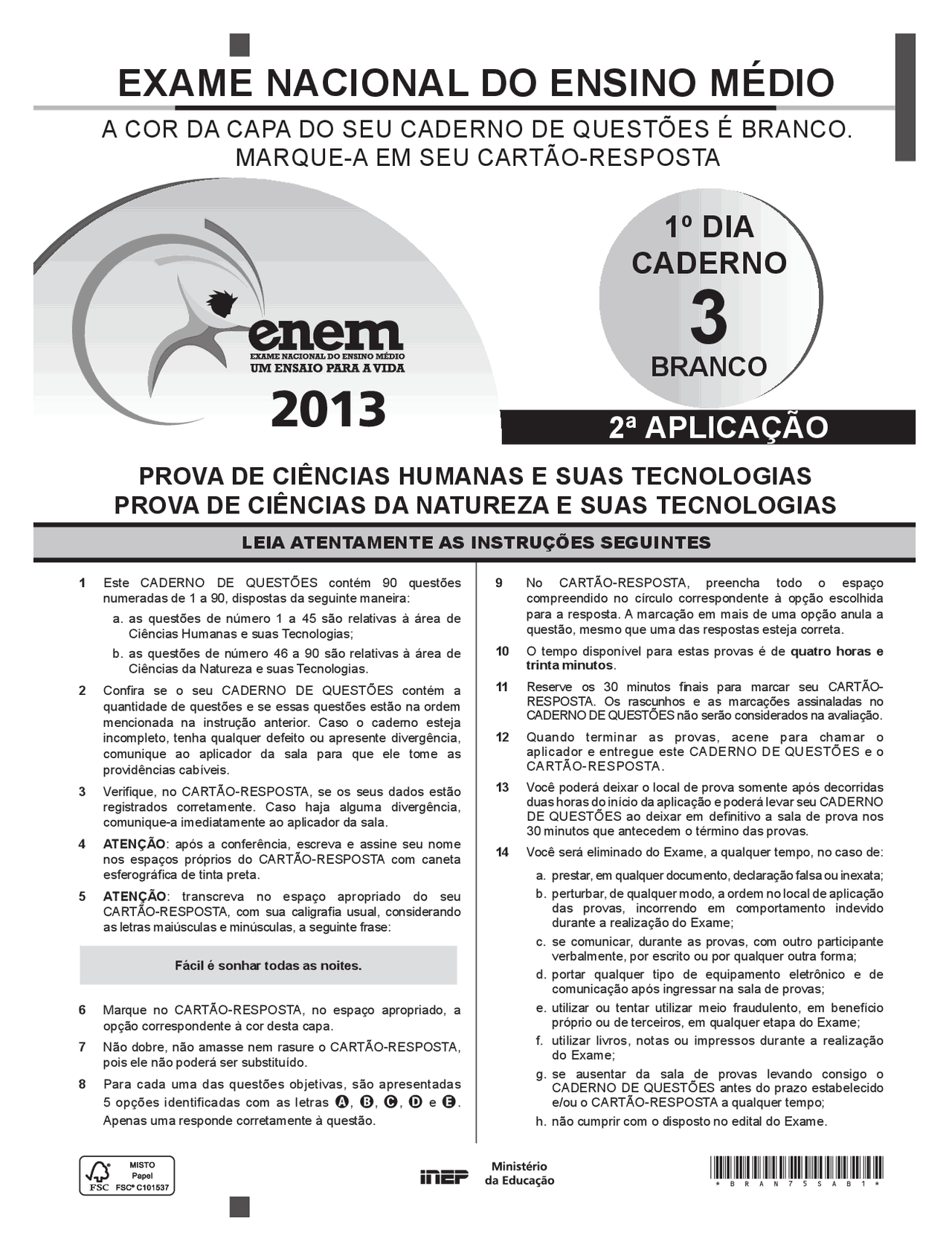 Prova Enem exercicios | Provas ENEM Matemática | Docsity