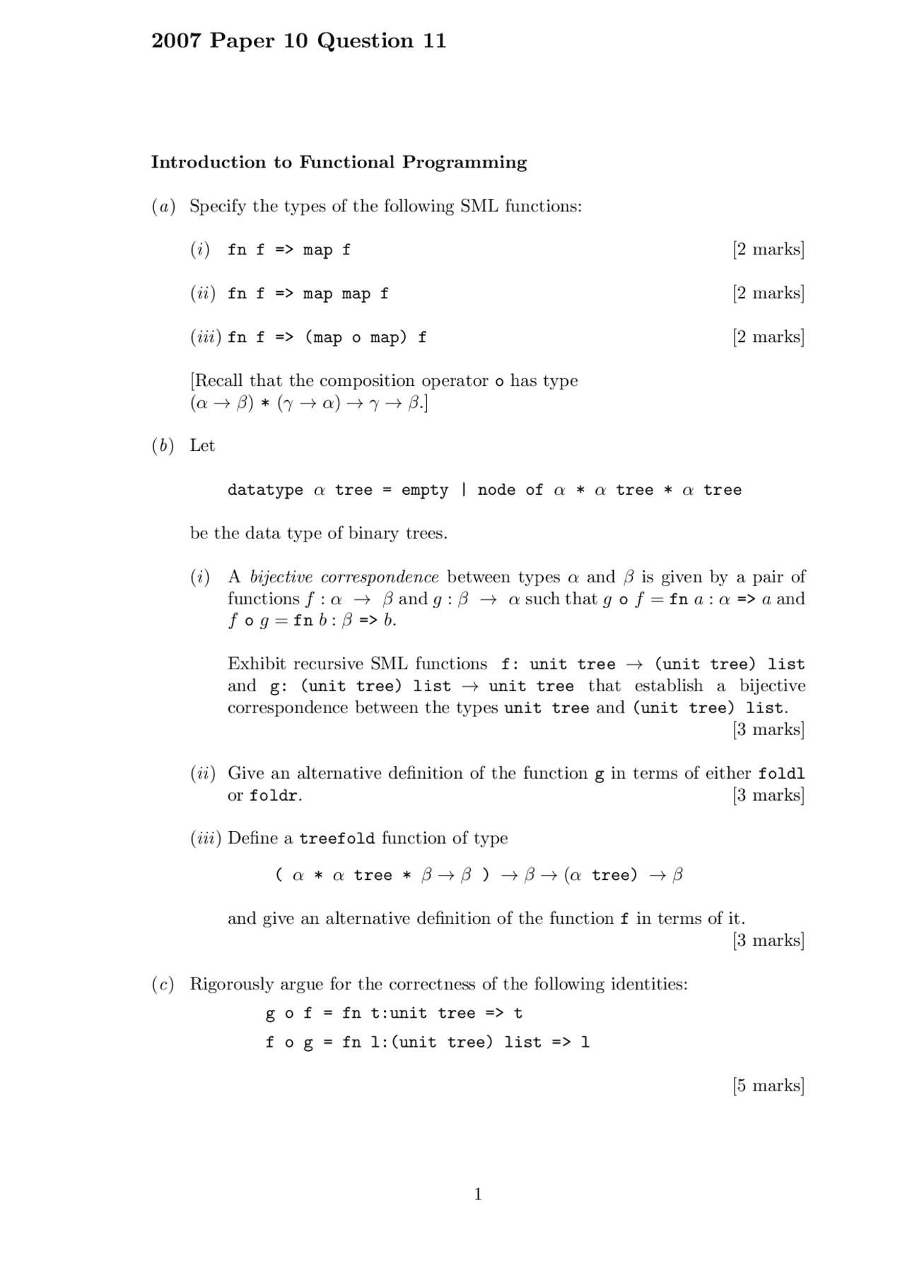 Computer Science Programming Fution Question Programming Questions of Fucntional | Exams Computer Science | Docsity