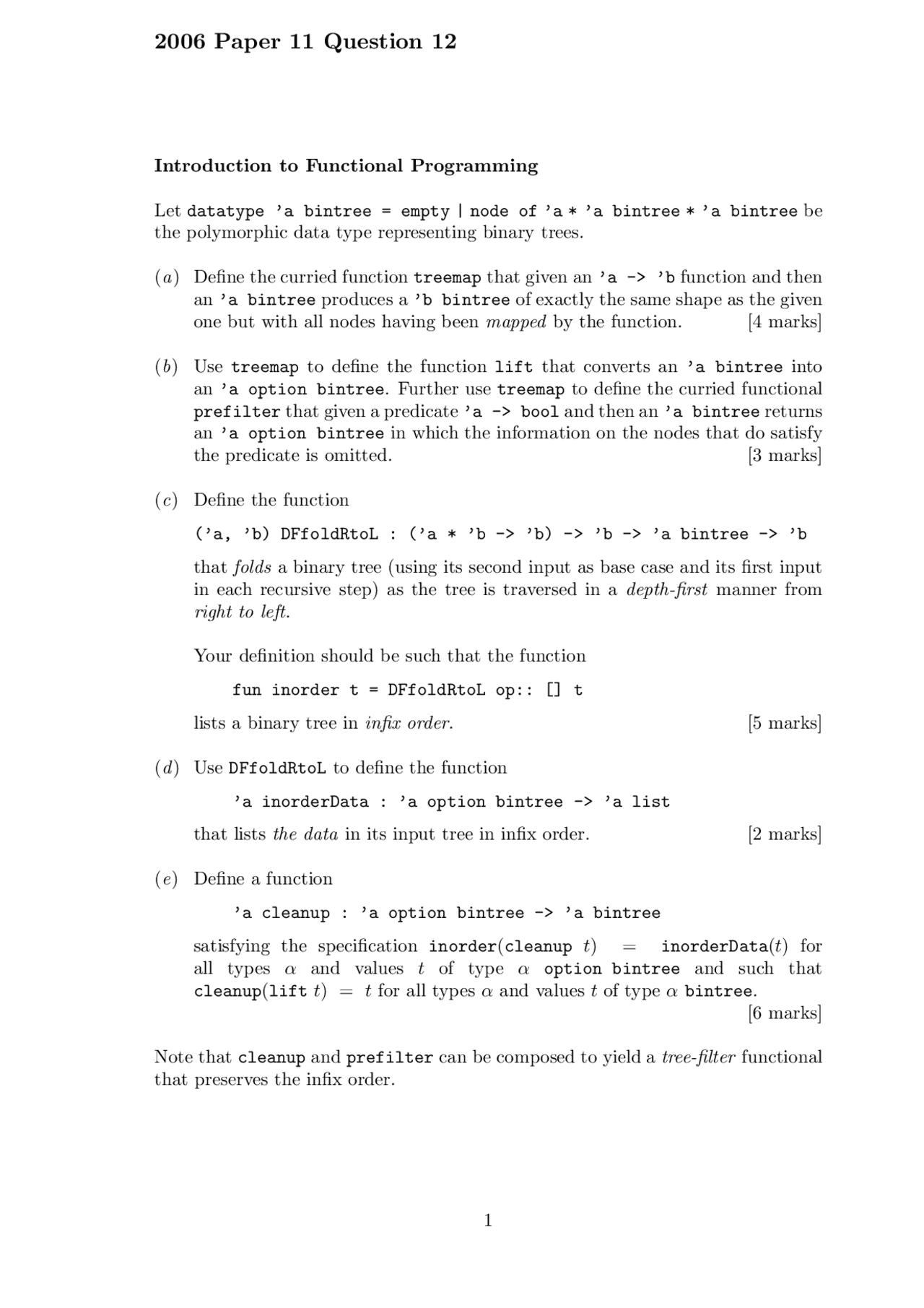 Functional Programming | Exams Computer Science | Docsity