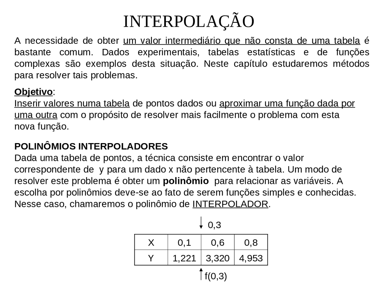 Segunda parte da parte de interpolação | Notas de aula Matemática | Docsity