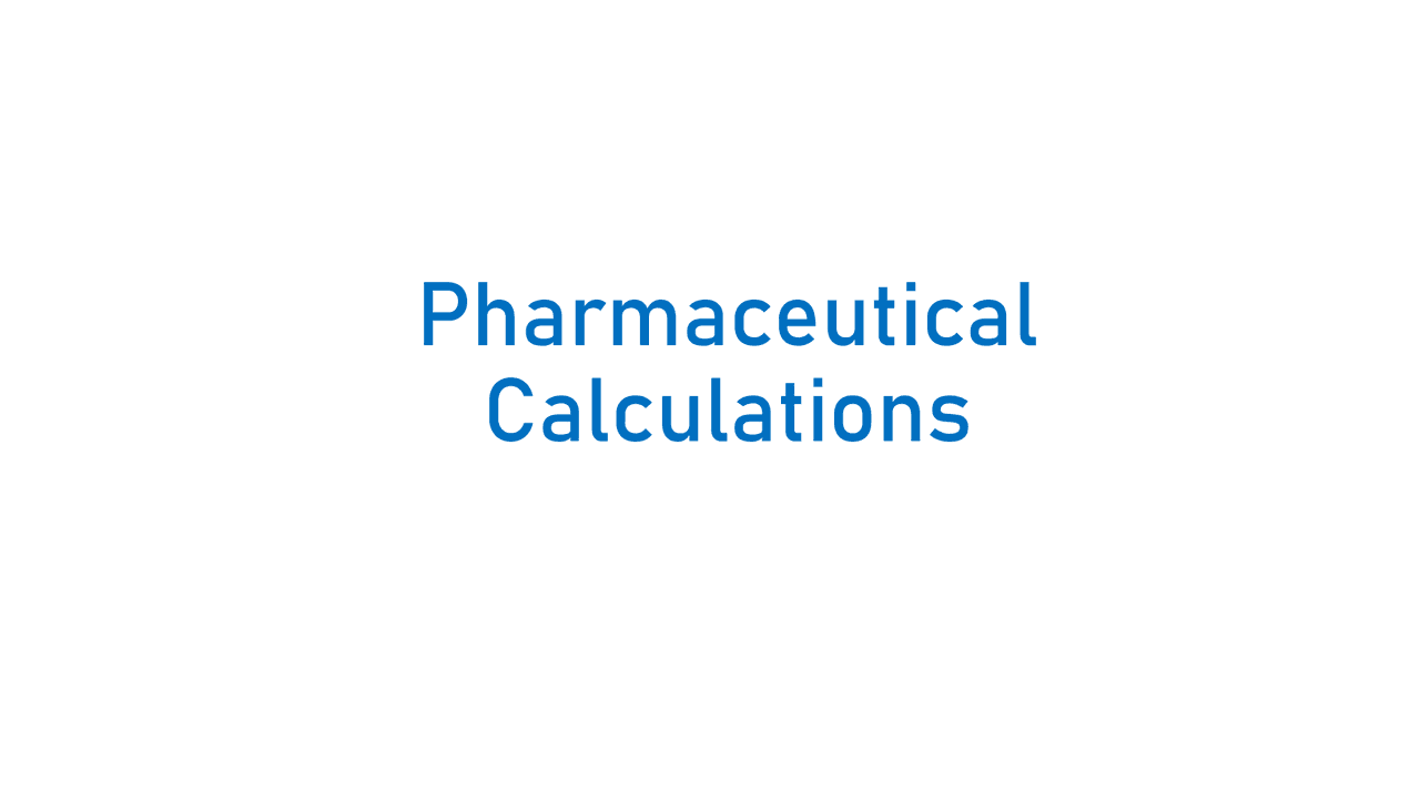 Pharmaceutical Calculations Part 1 Exercises Pharmacy Docsity