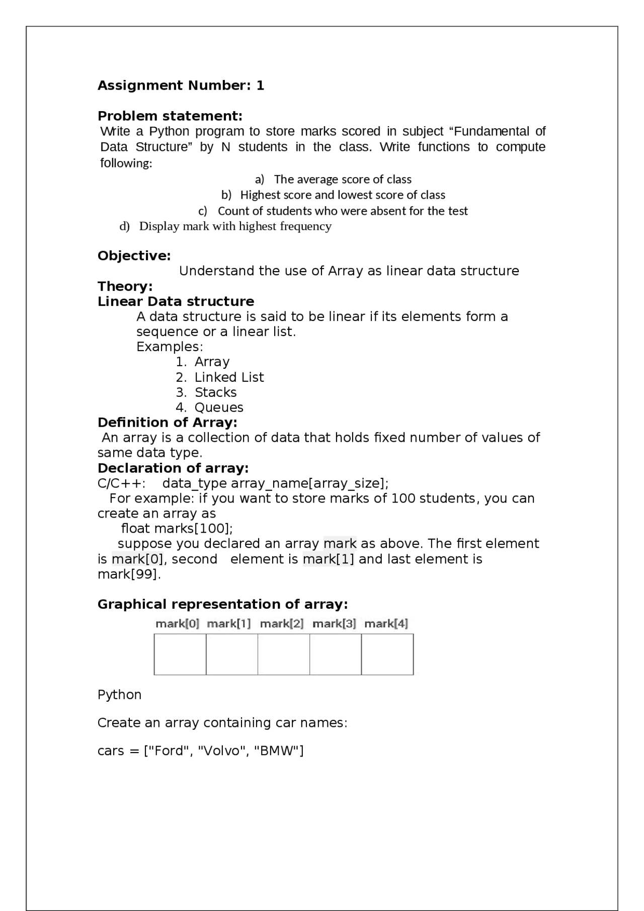 Assignment Fundamental of Data Structure | Study notes Computer ...