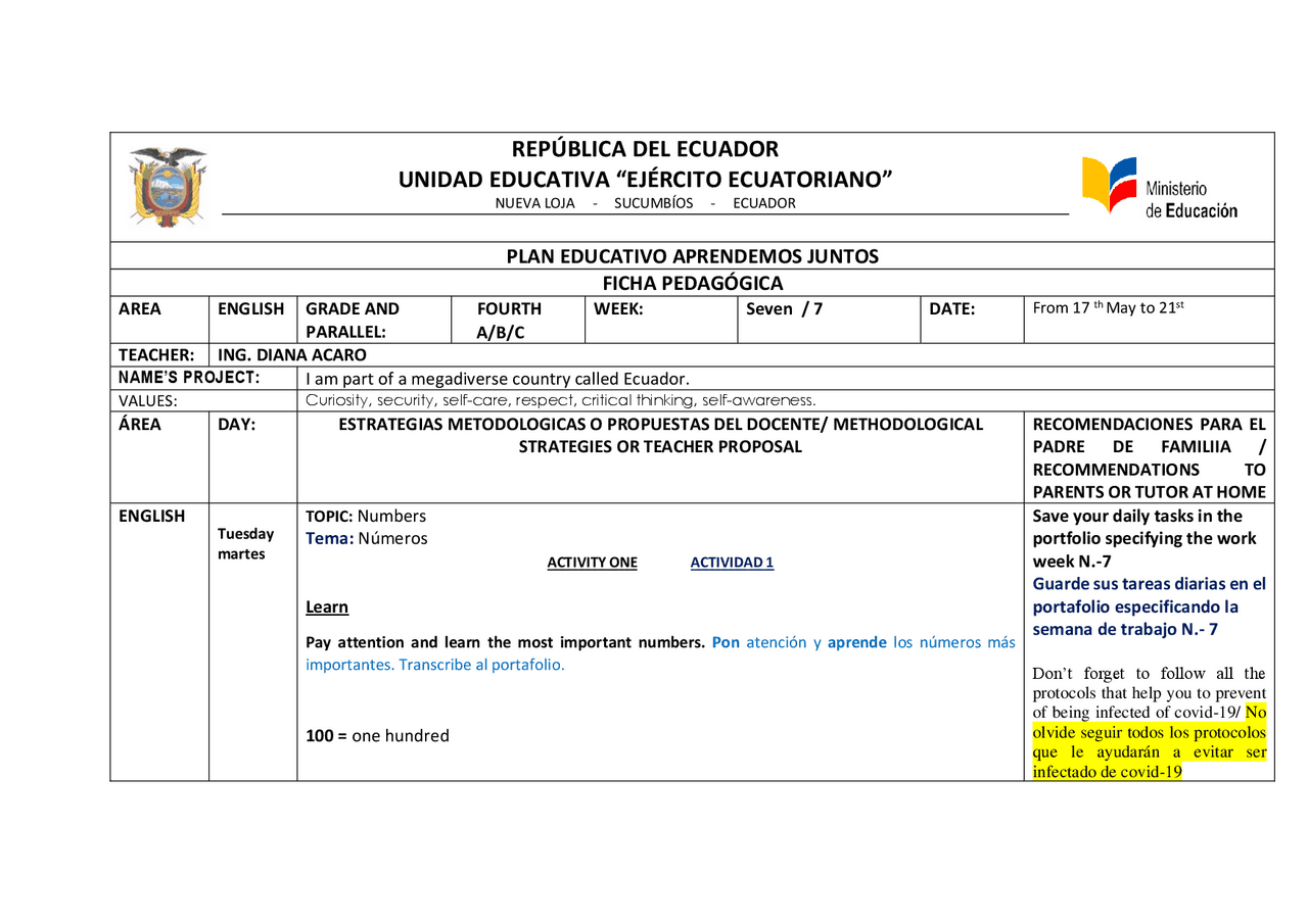 Ingles Plan De Estudio Aprendizaje Ejercicios De Inglés Docsity