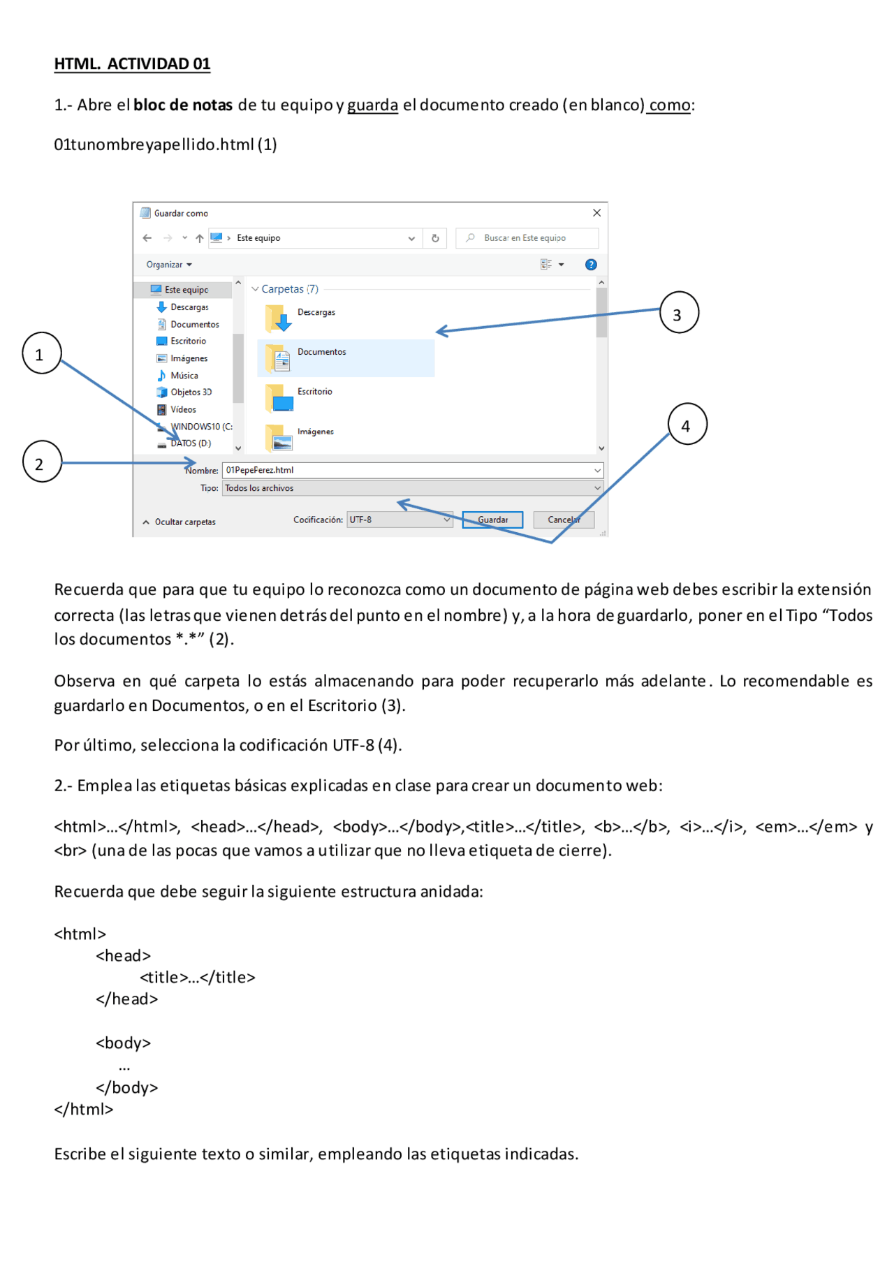 HTML Ejercicios resueltos | Ejercicios de Tecnología | Docsity