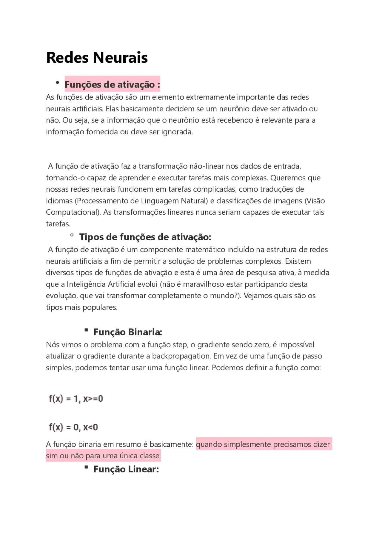 Redes Neurais princípios e praticas Notas de estudo Redes de Computadores Docsity