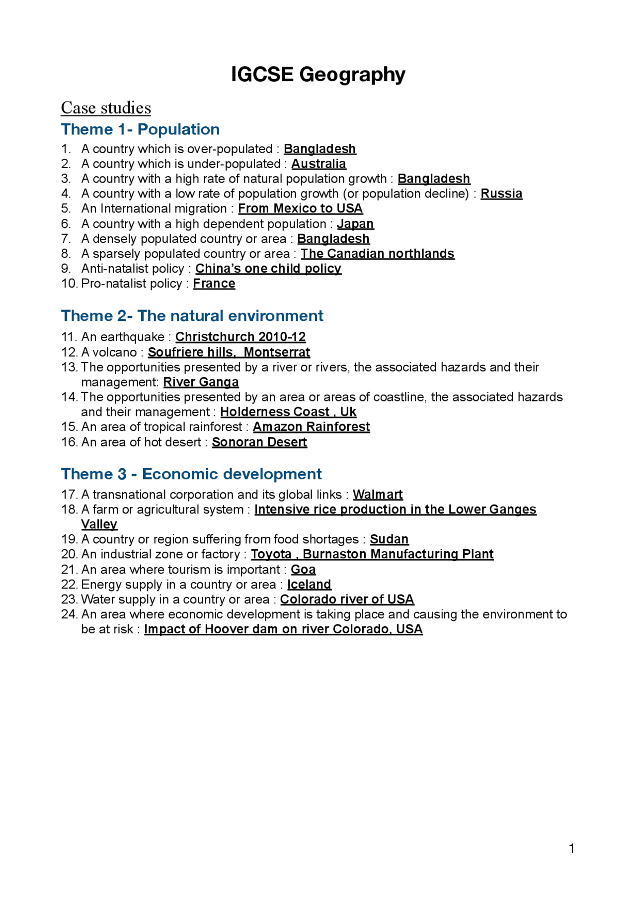 Case study geography Collegamenti Interdisciplinari di Geografia