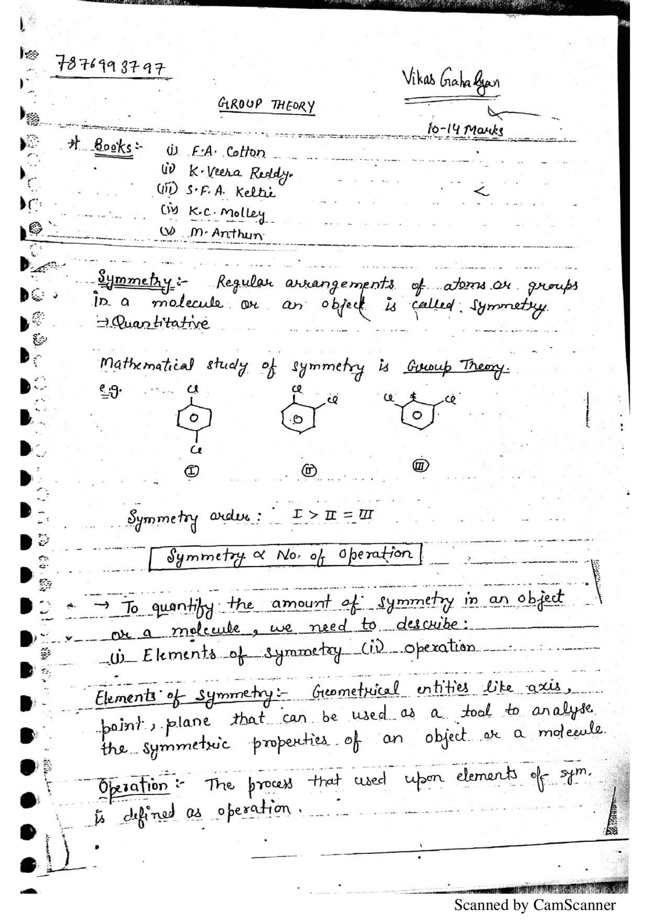 Group theory chemistry | Study notes Chemistry | Docsity