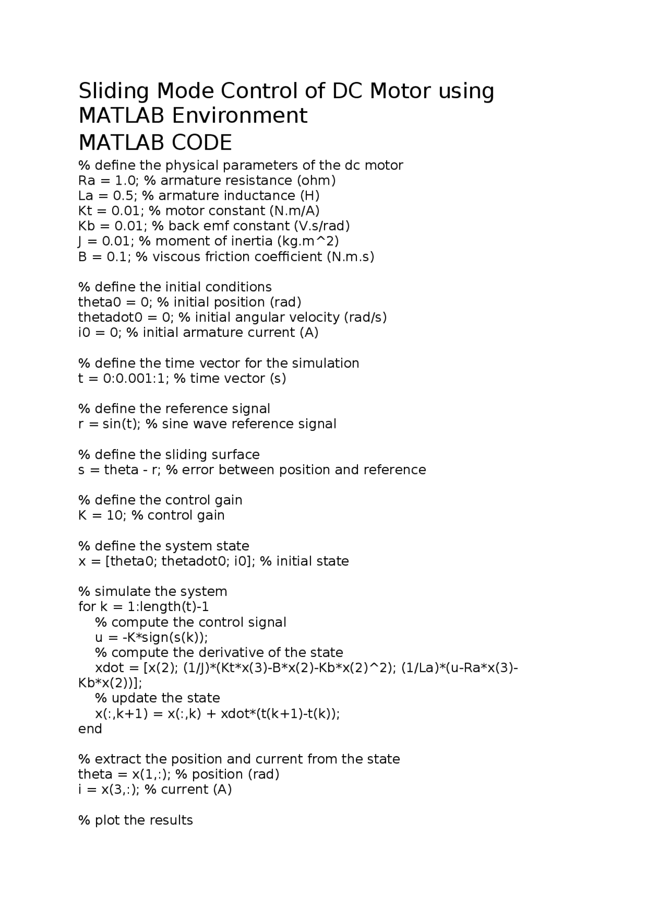 tutorial on how to simulate sliding mode control... Sliding Mode Control of DC Motor in MATLAB | Study Guides, Projects ...