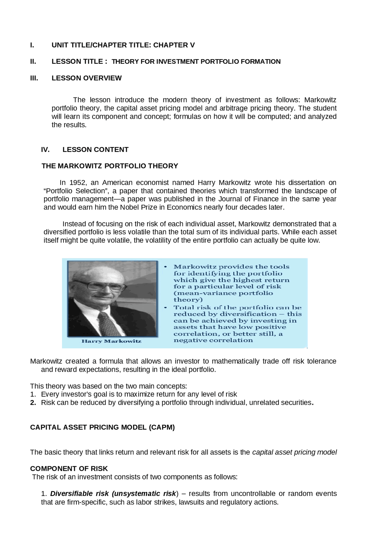 Investment and Portfolio Management | Study notes Investment Management ...