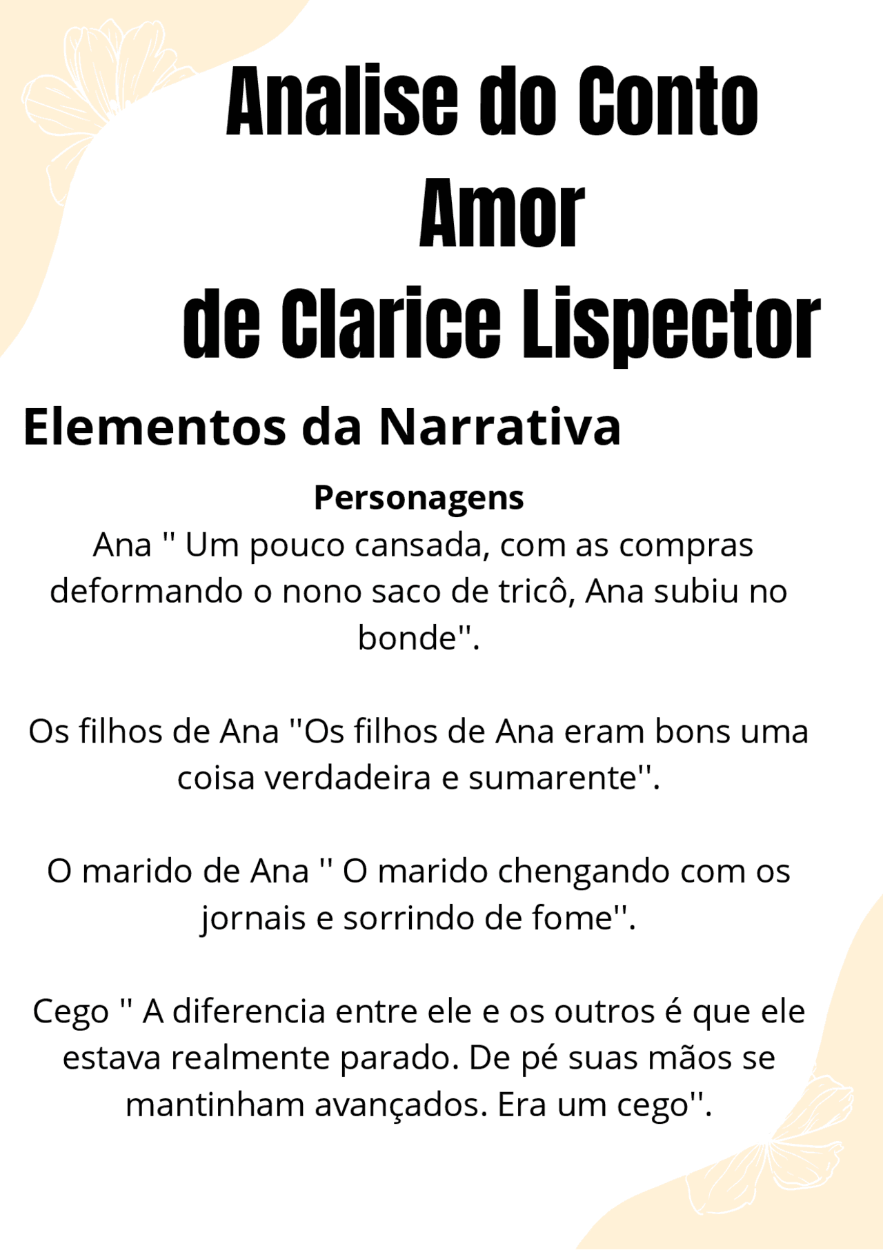 Análise do Conto 'Amor' de Clarice Lispector: Elementos e Análise da ...
